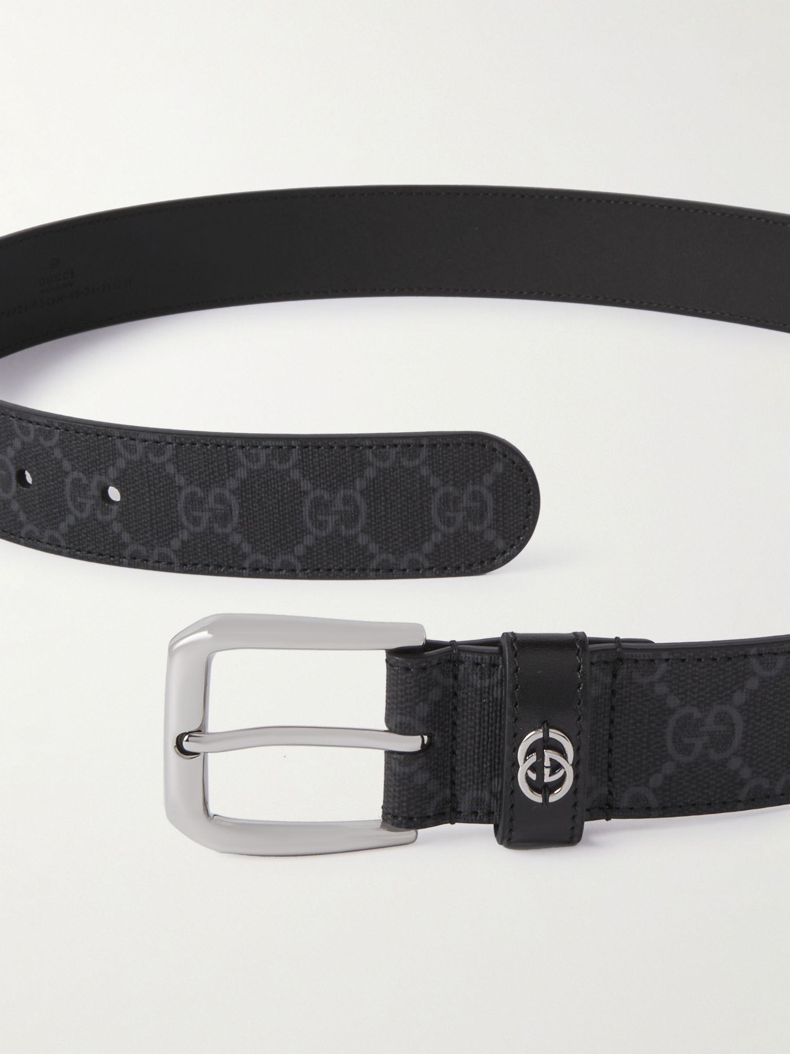 3.5cm Monogrammed Leather Belt Black - 2