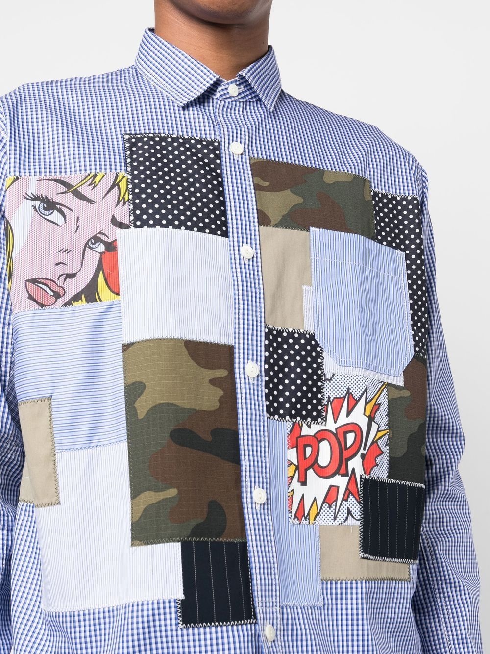 graphic-patch checked shirt - 7