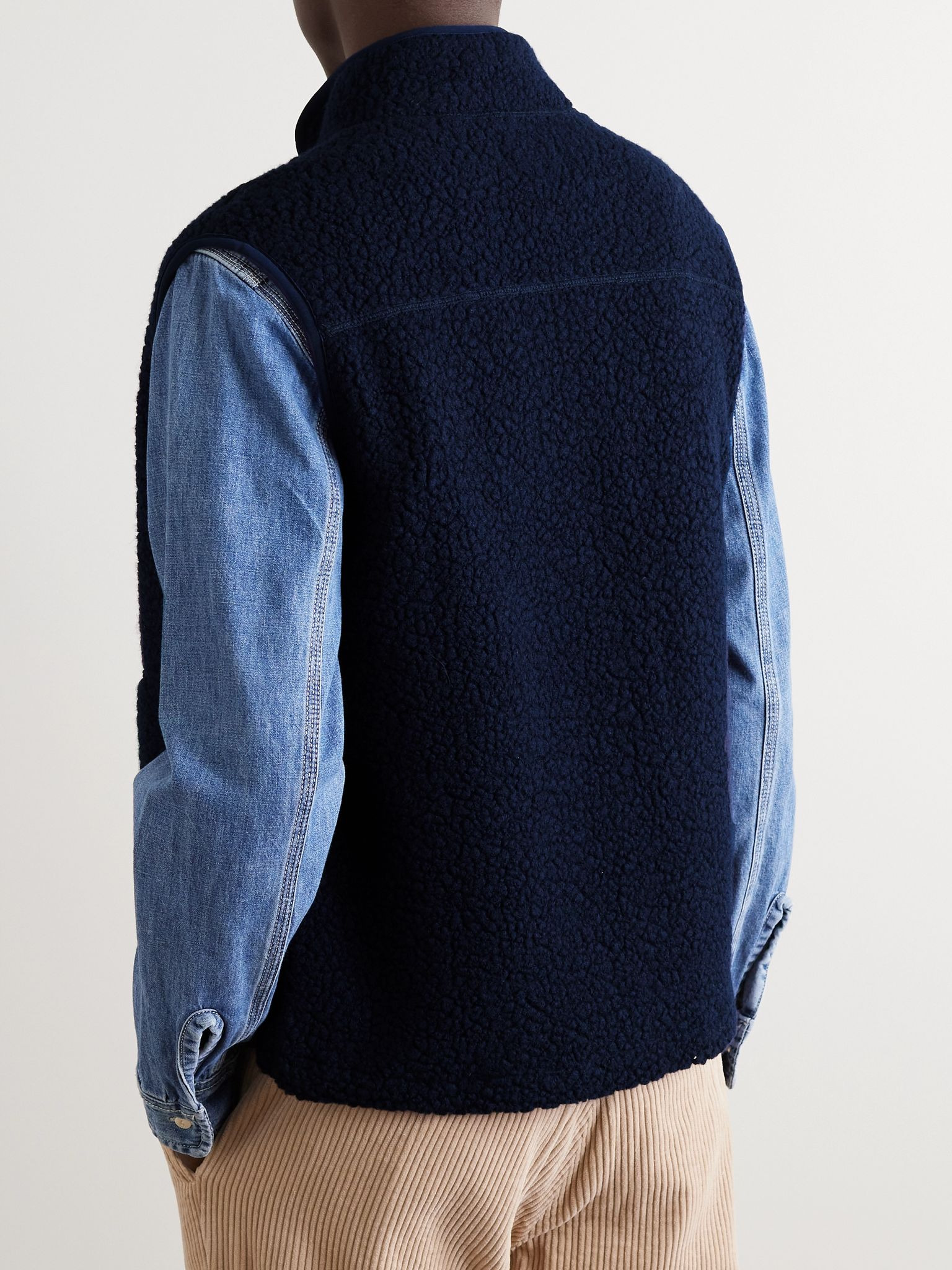 Logo-Embroidered Wool-Blend Fleece Gilet - 3