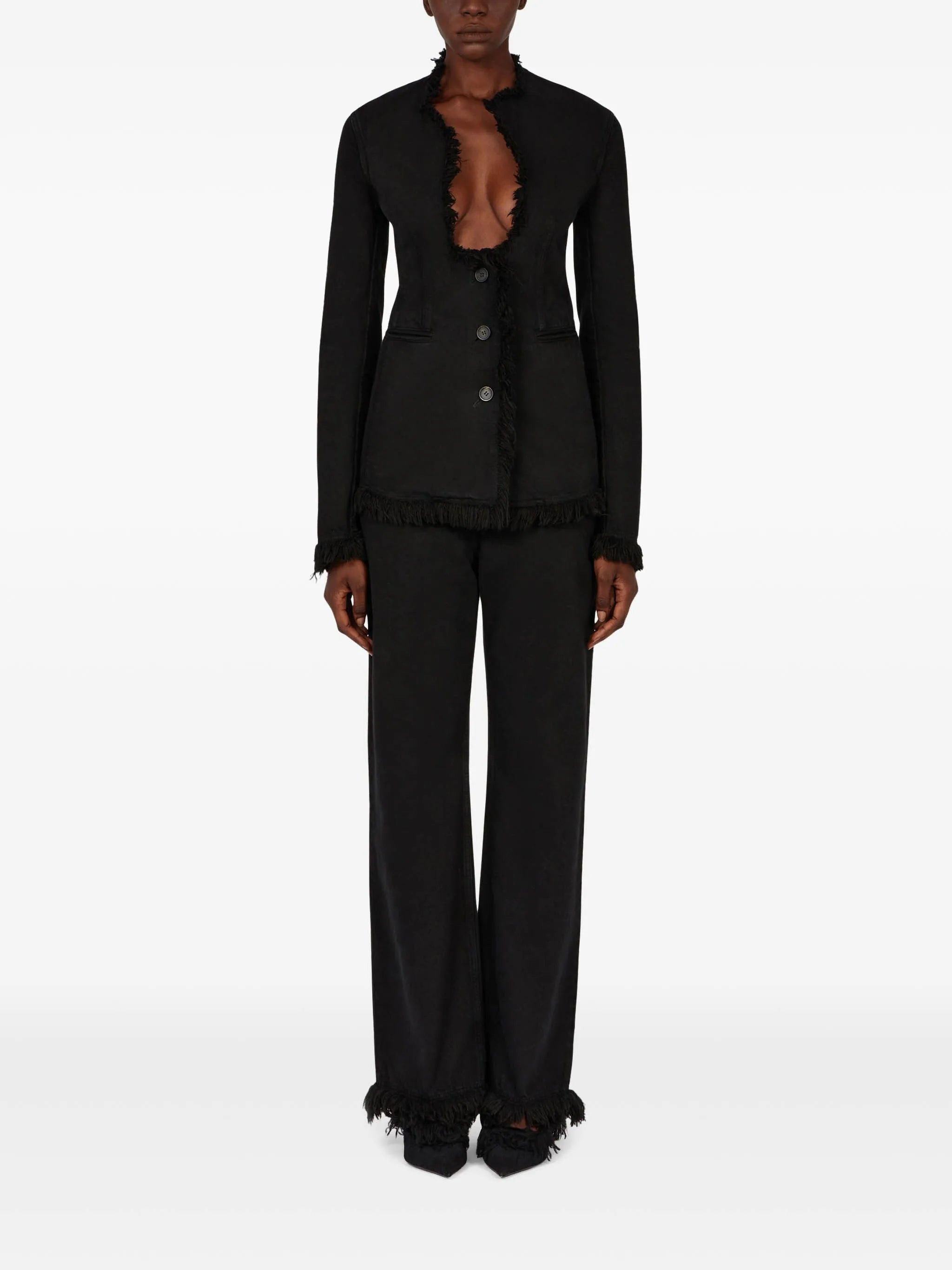 fringed straight-leg jeans - 2