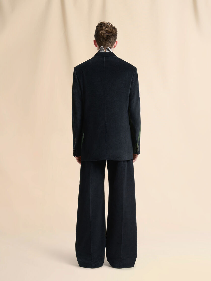 BLACK VELVET BLAZER WITH TULIP PRINT - 3