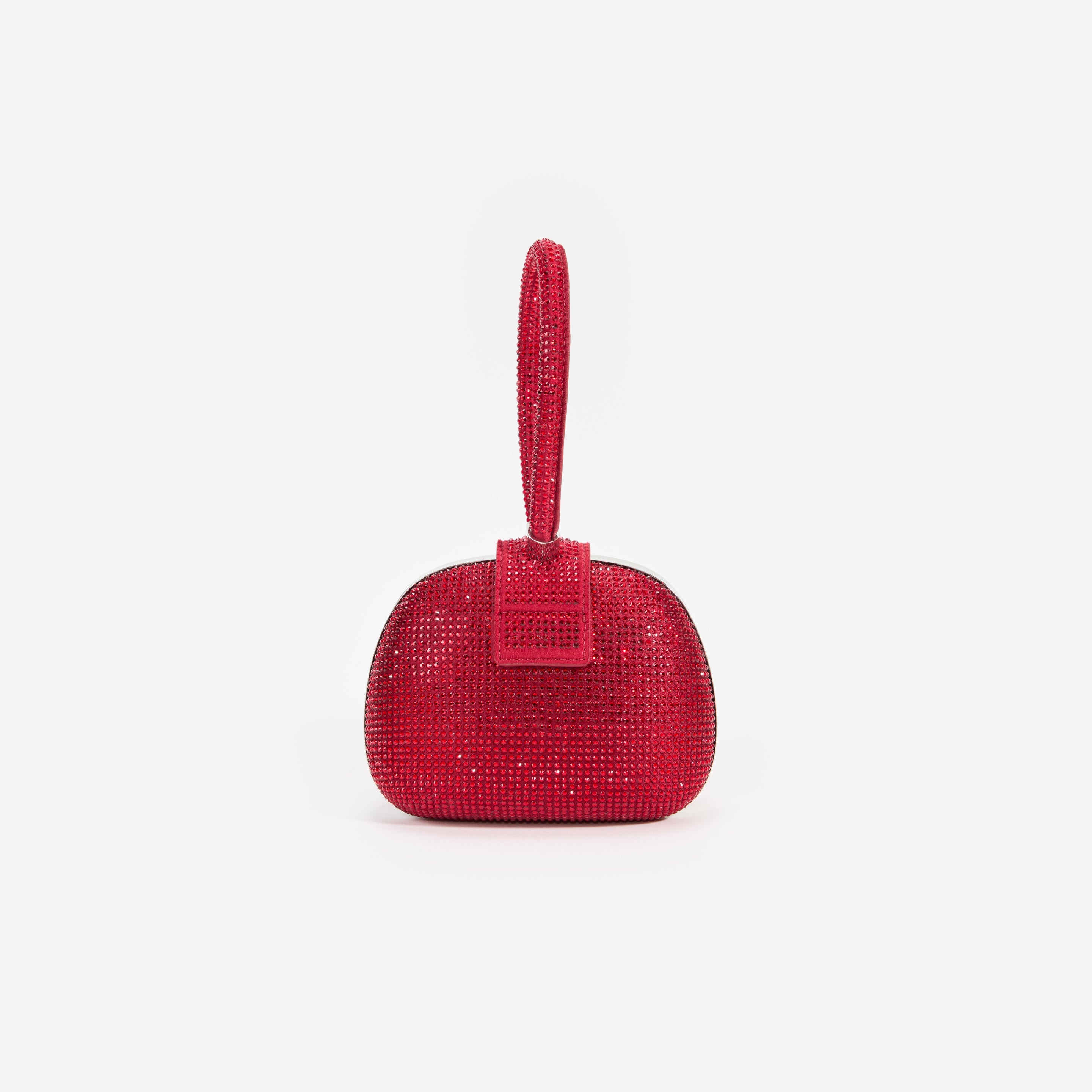 Burgundy Rhinestone Top Handle Clutch Bag - 3