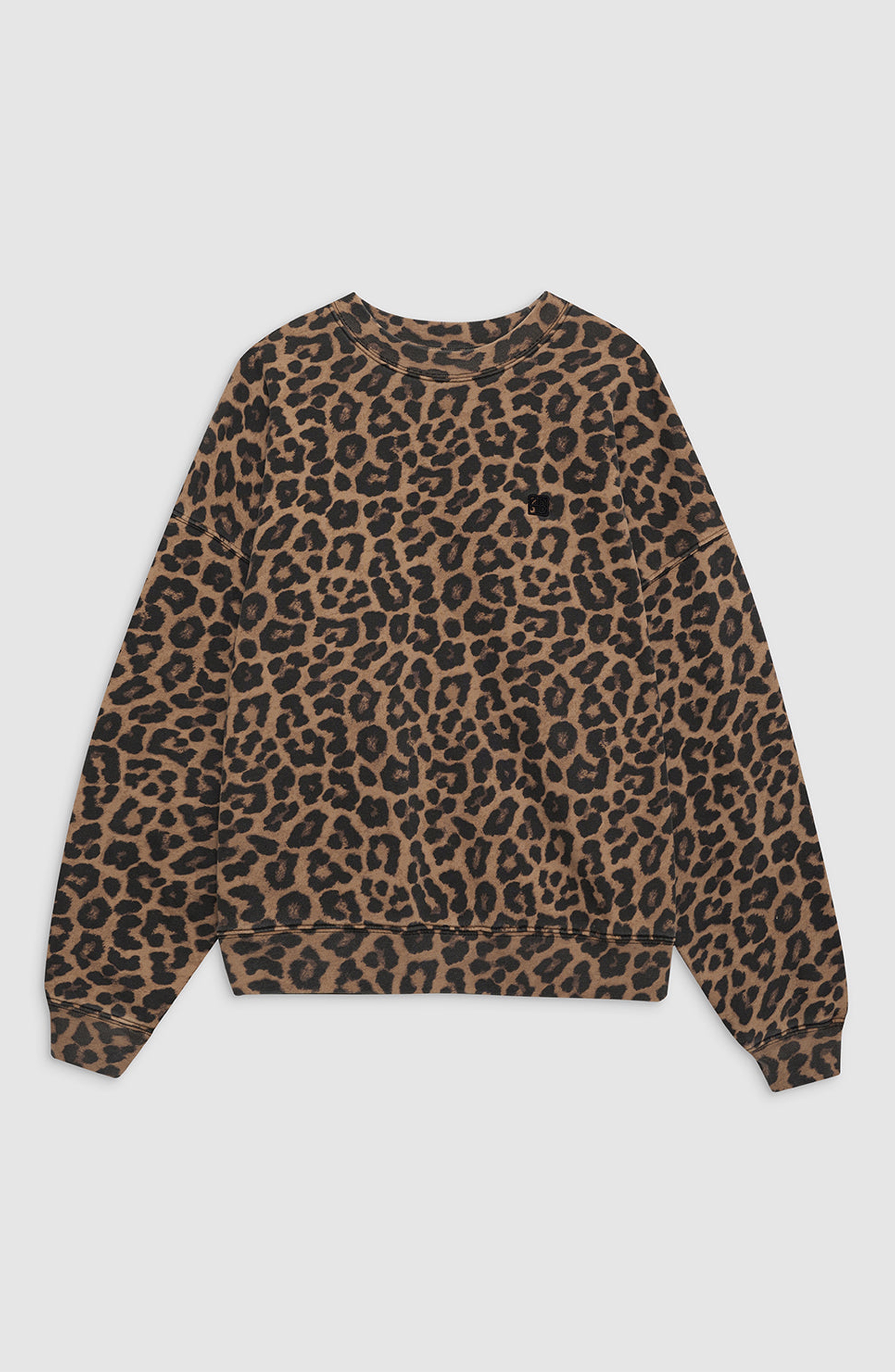 ANINE BING Miles Sweatshirt in Black /Brown Leopard at Nordstrom - 4