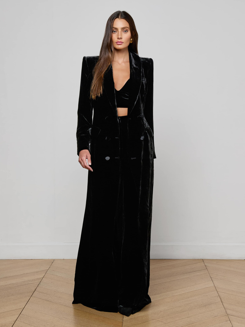 L'AGENCE Stormi Velvet Tuxedo Maxi Dress outlook