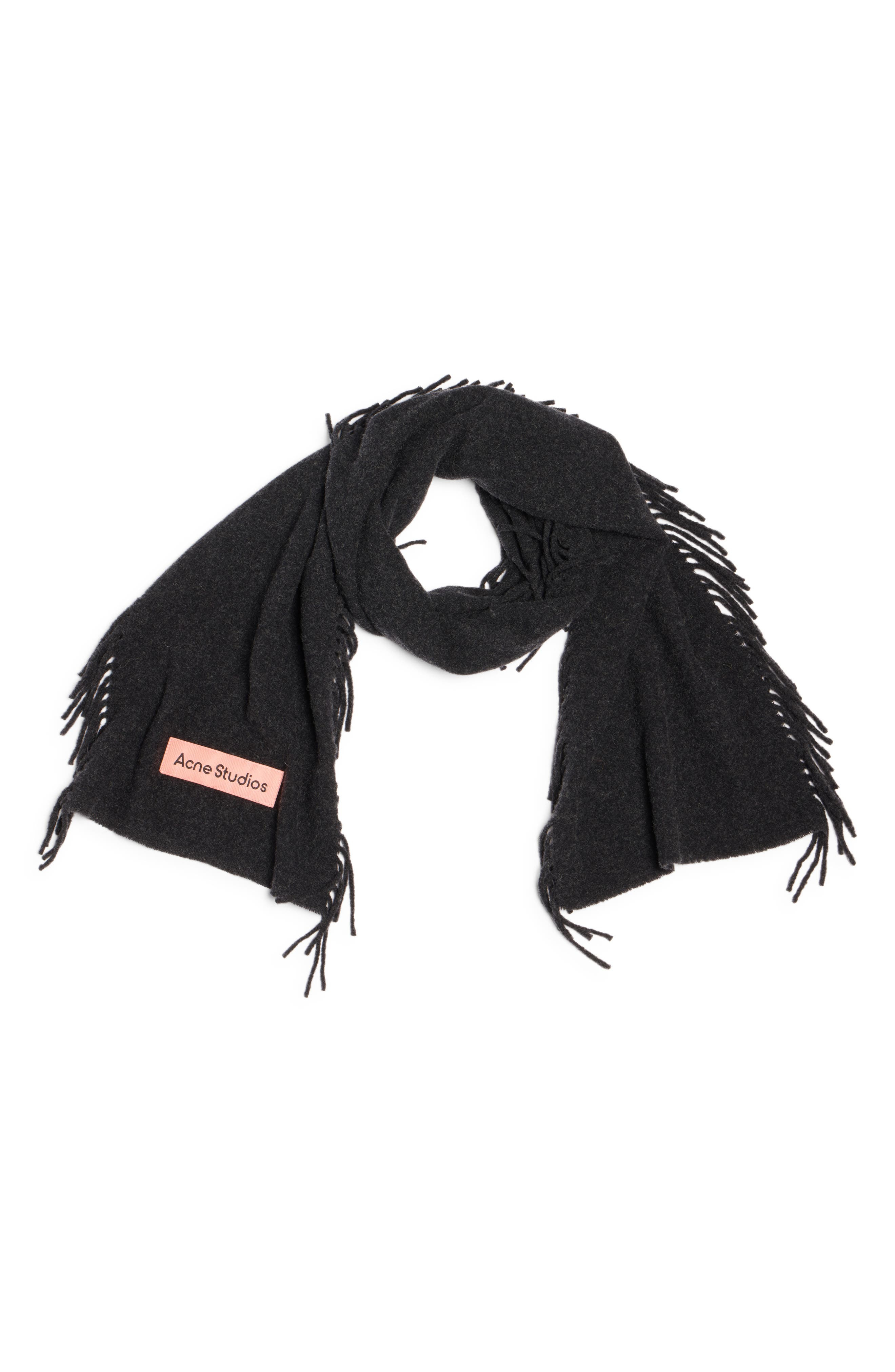 Acne Studios Canada Wool Fringe Scarf in Black Melange at Nordstrom - 3