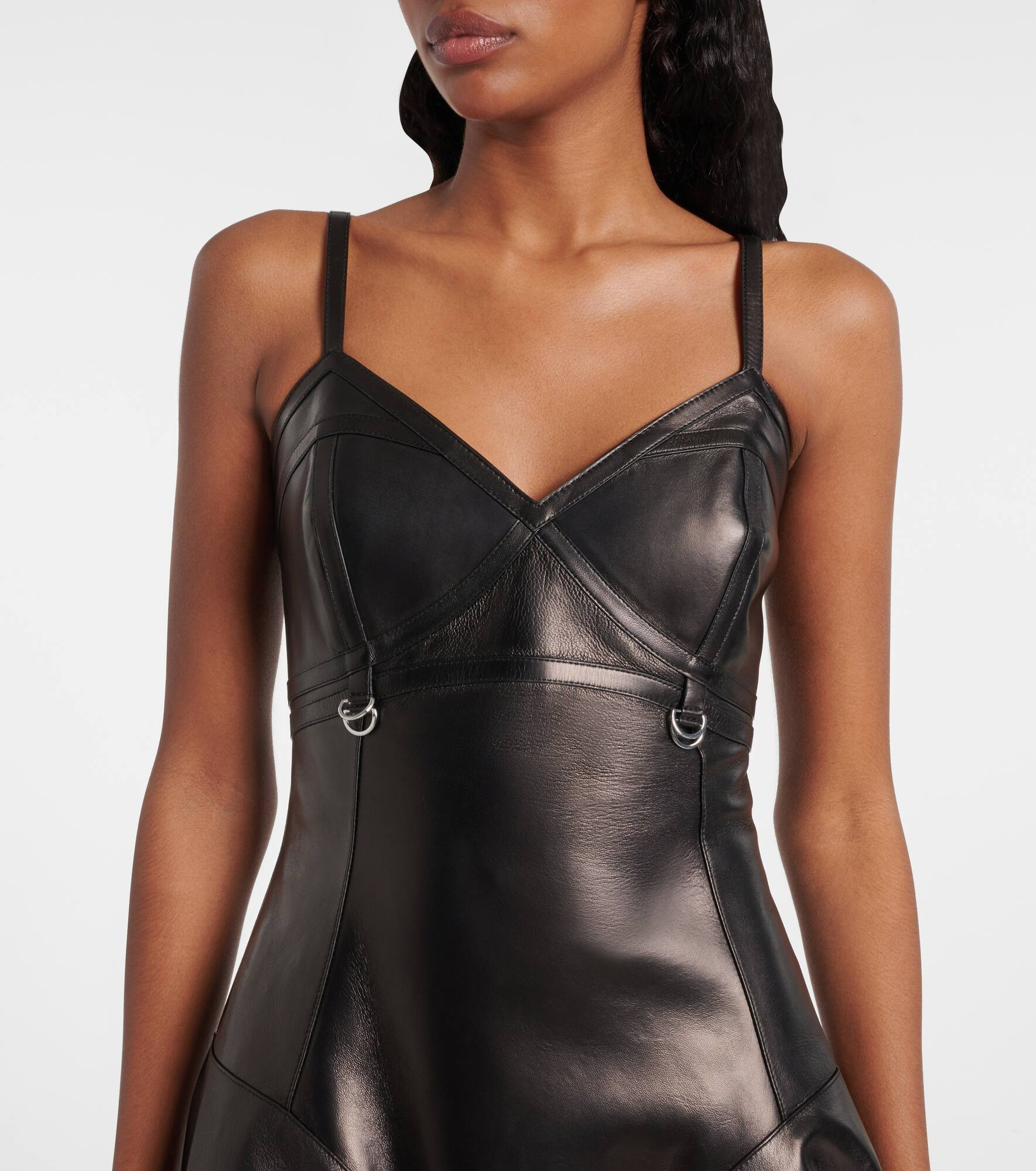 Asymmetric leather midi dress - 4
