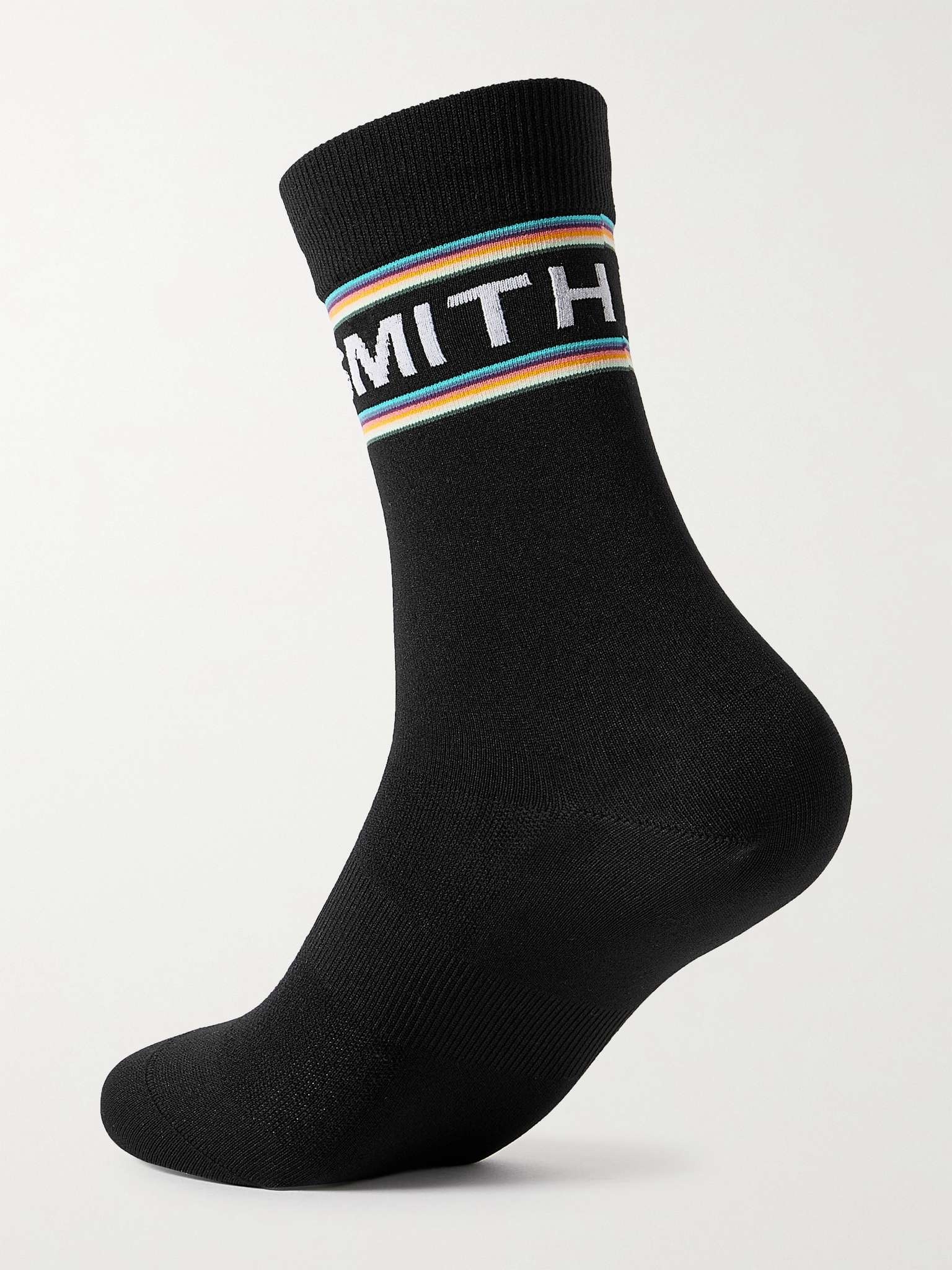 Striped Logo-Intarsia Stretch-Knit Cycling Socks - 2