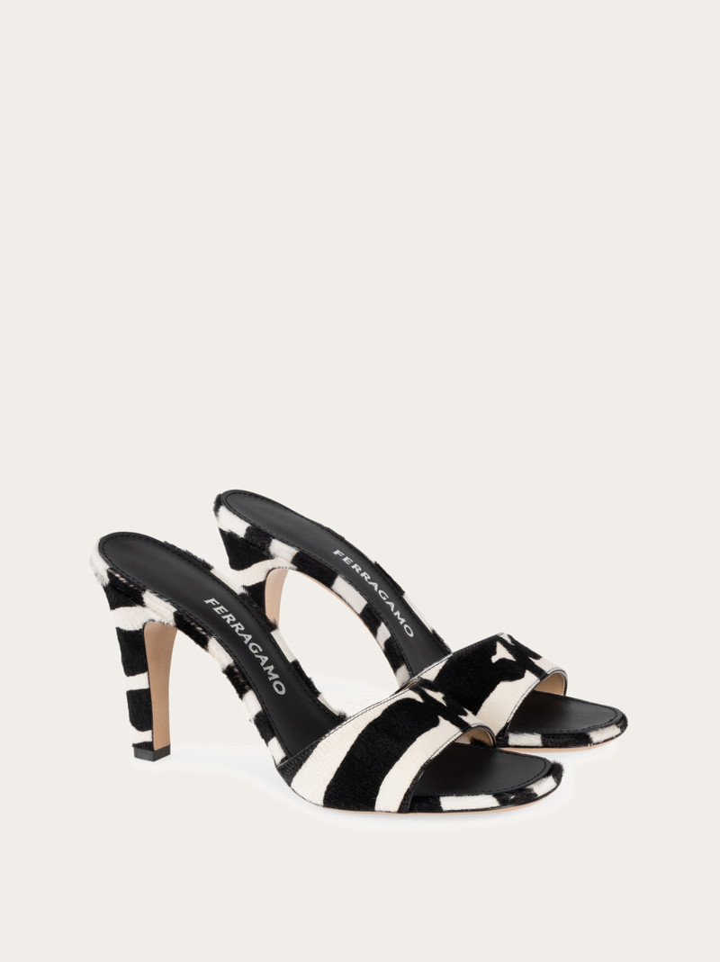 Pony skin heeled slide 2