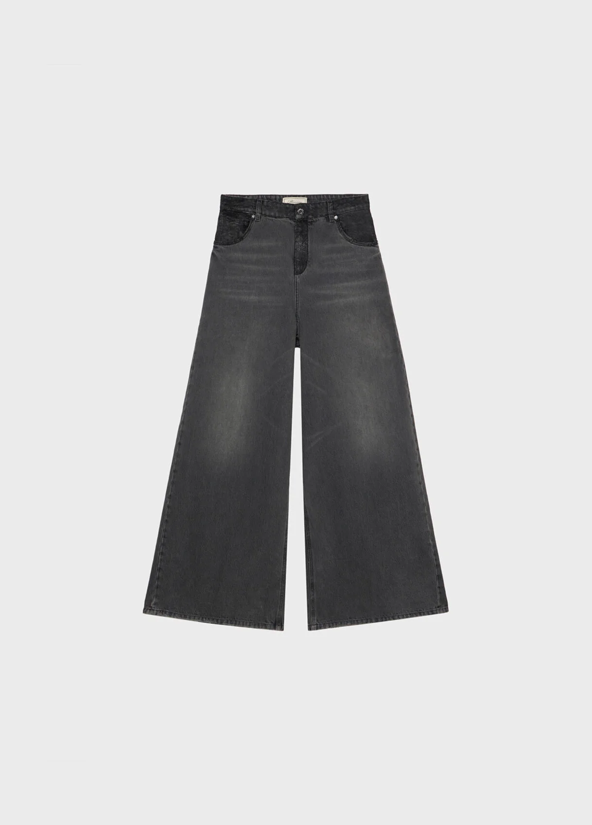 SUPERWIDE-LEG JEANS WITH LACE DETAILS - 1