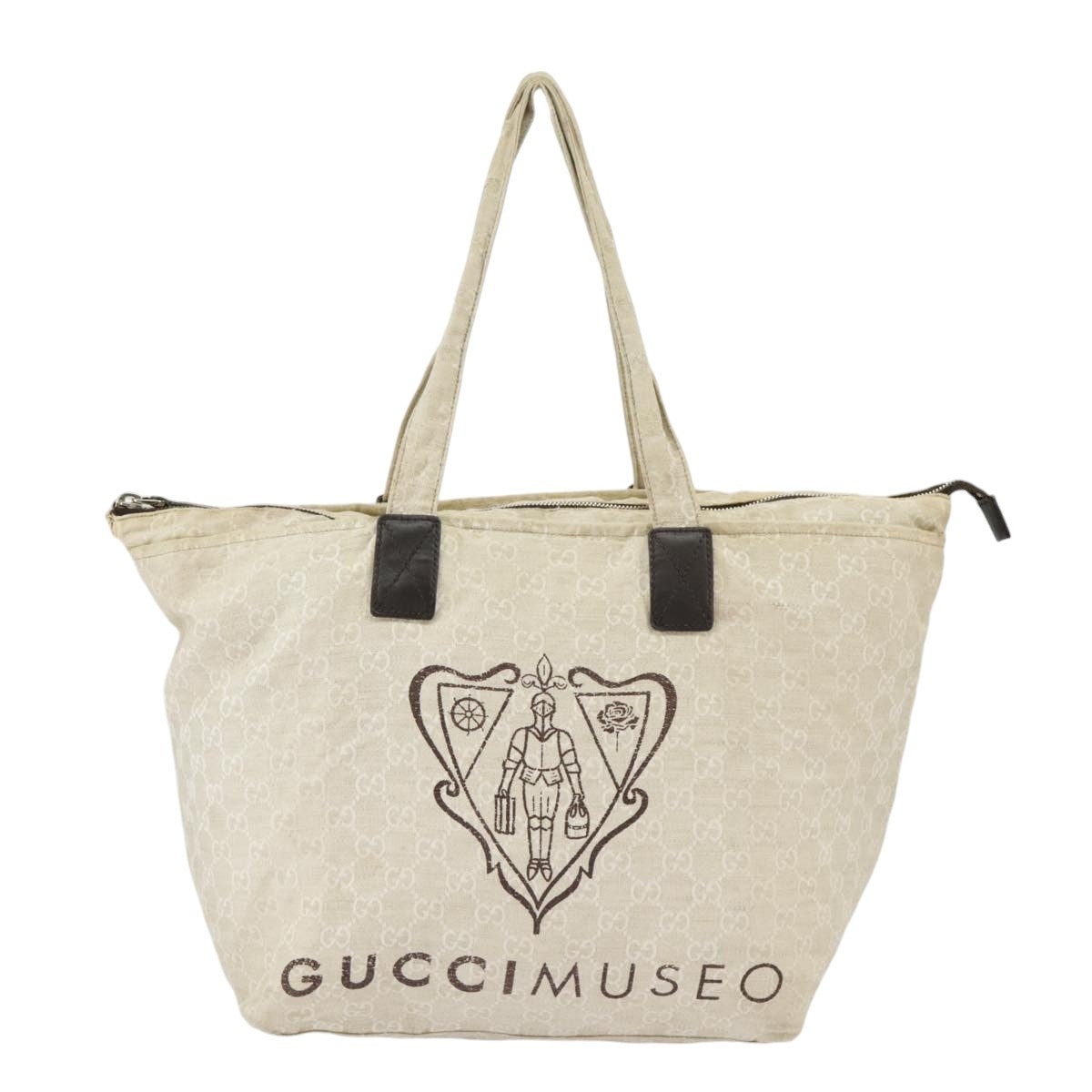 GUCCI GG Canvas Tote Bag Beige Silver - 13