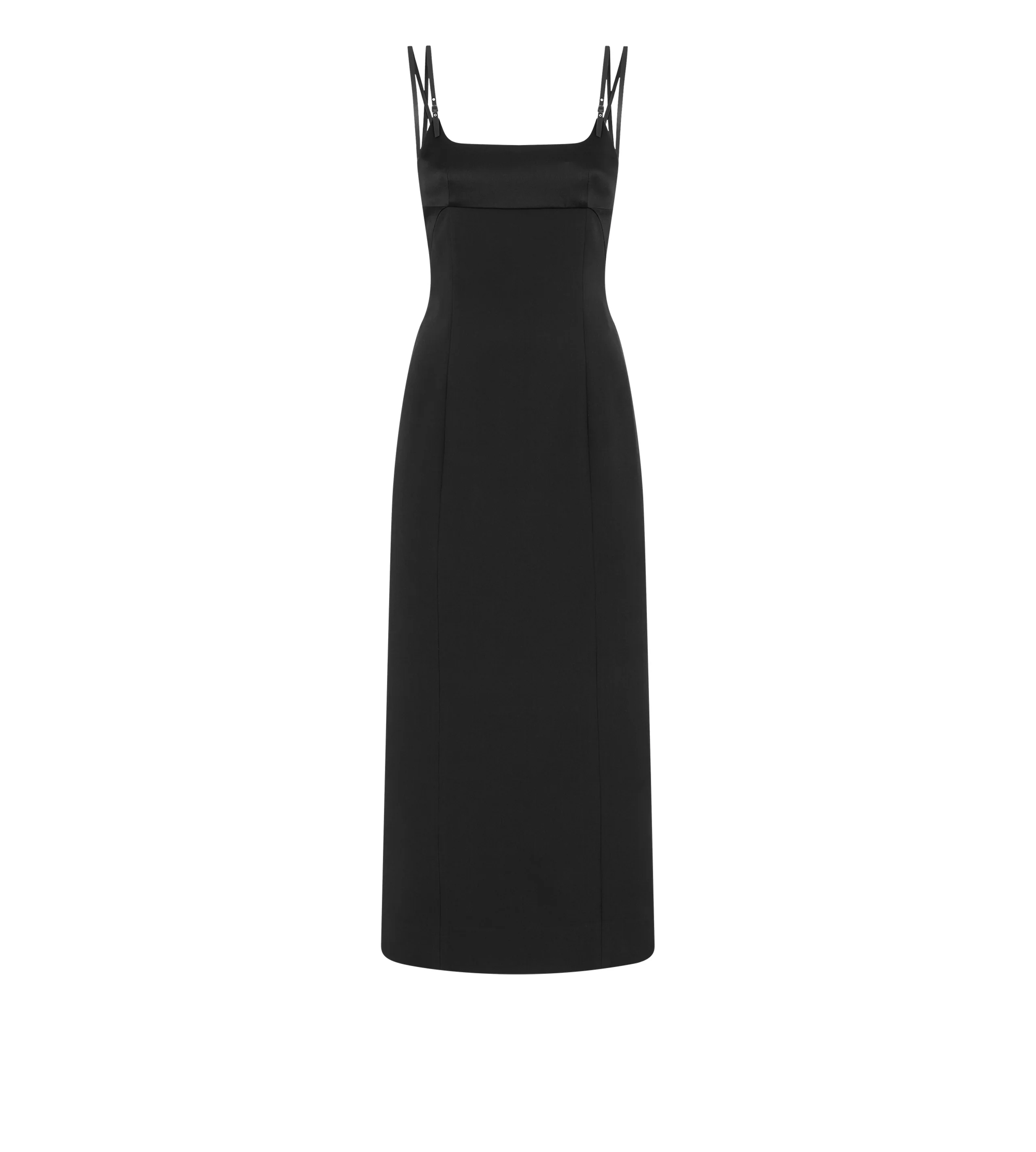 PENCIL DRESS WITH LEATHER STRAPS - 1