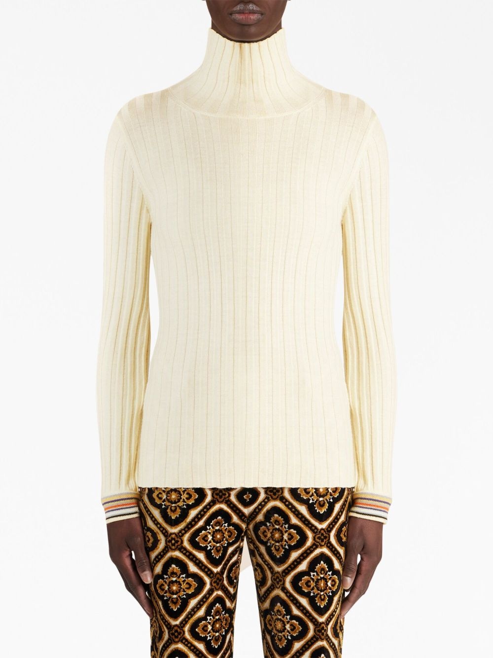 ribbed-knit striped-edge jumper - 2