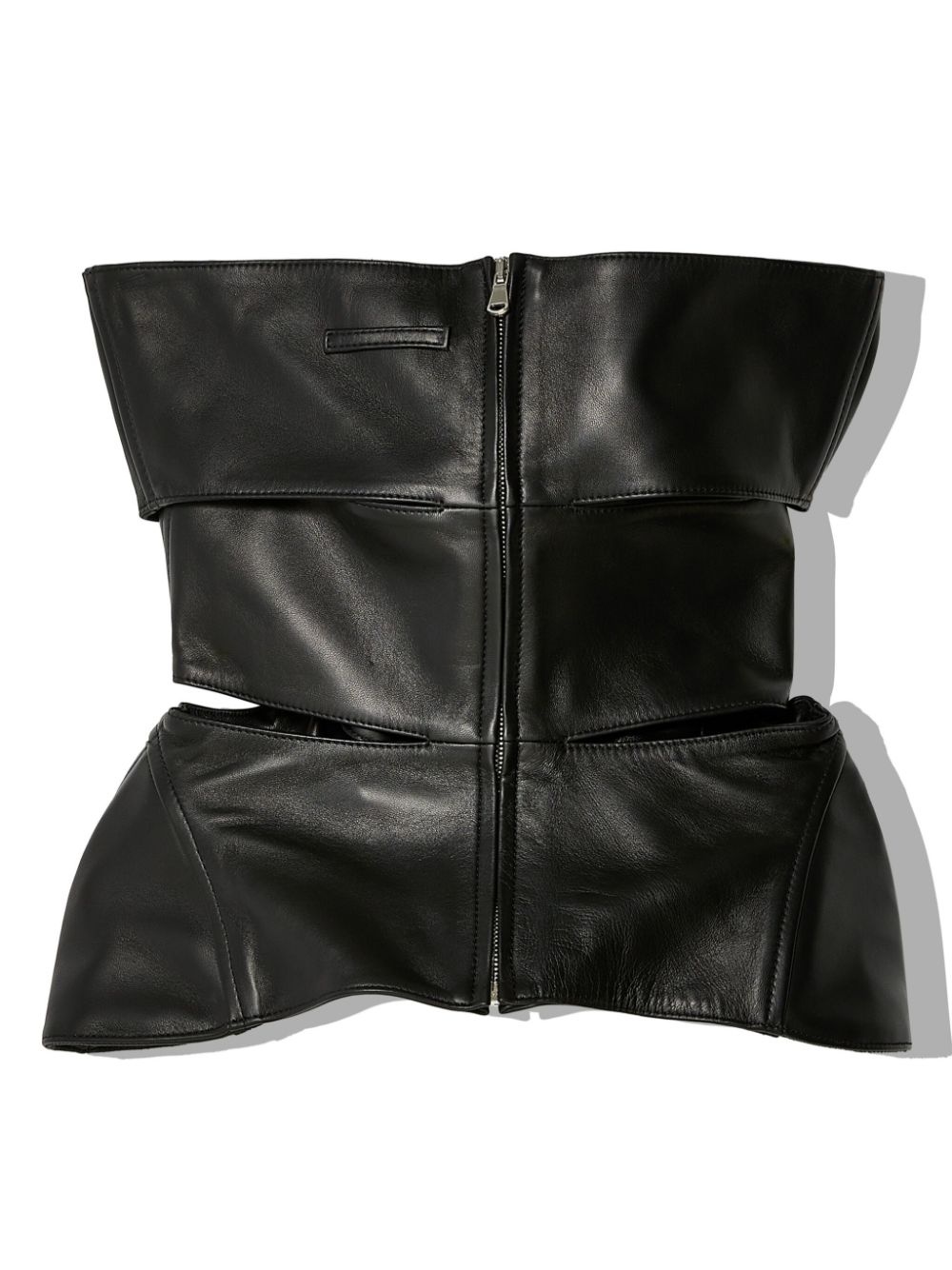 cut-out leather strapless top - 2