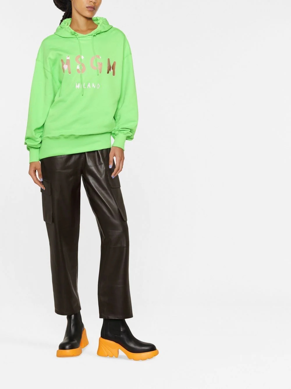 logo-print cotton hoodie - 2