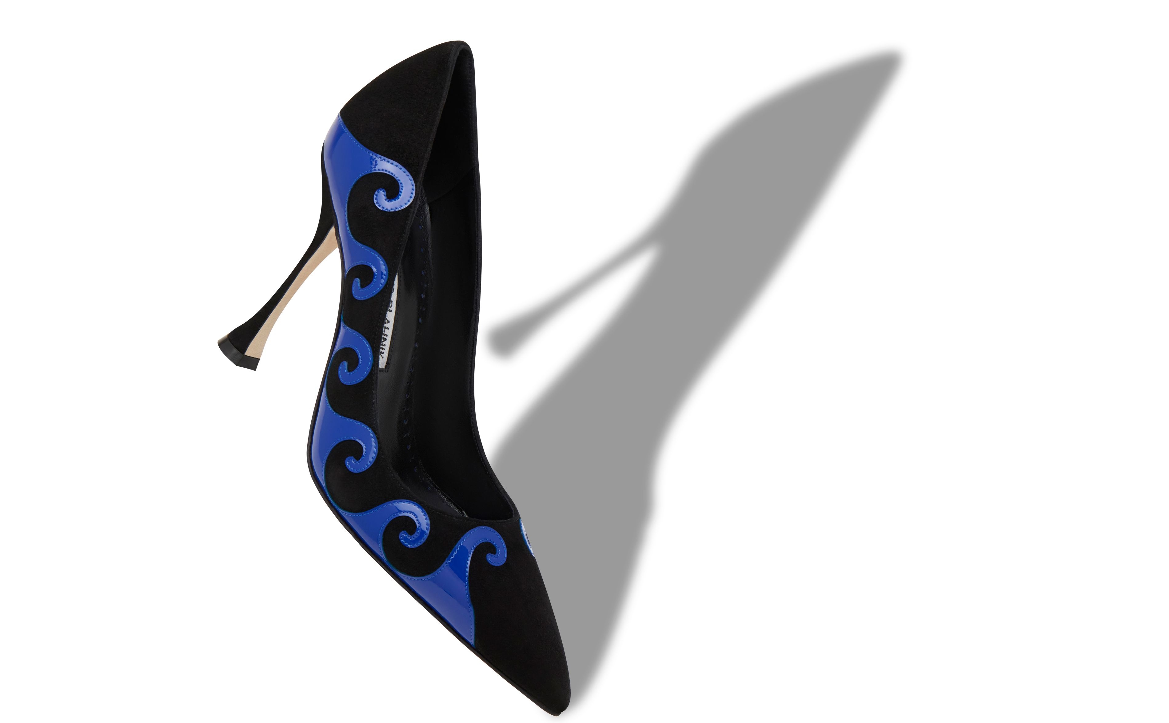Black and Blue Suede Swirl Detail Pumps - 2