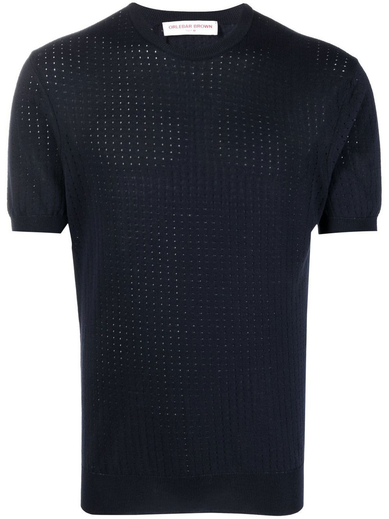 pointelle-design short-sleeved T-shirt 1
