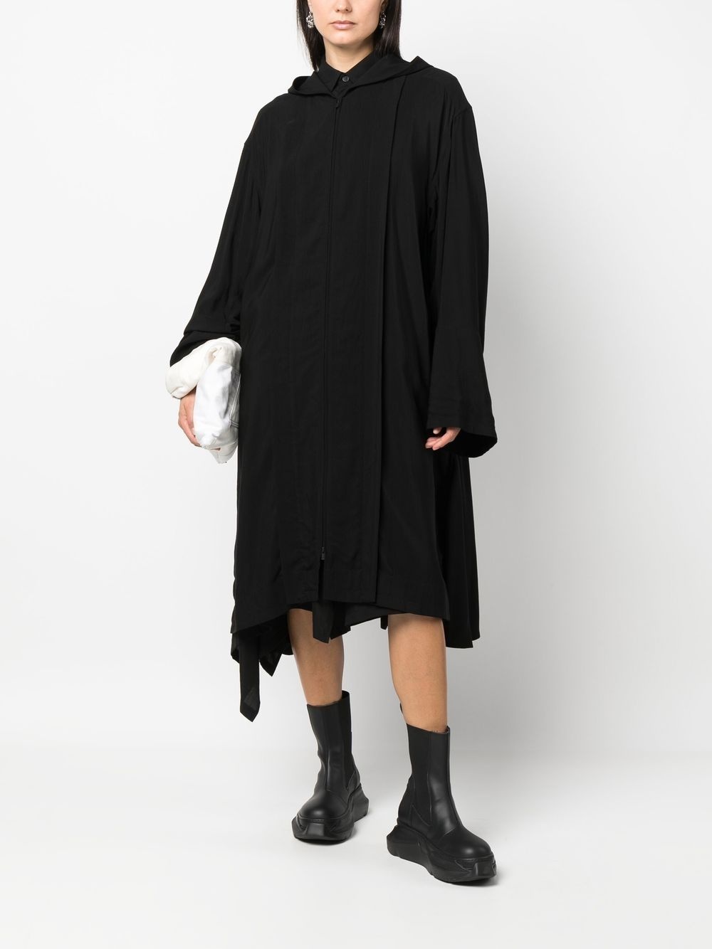 asymmetric hooded coat - 2