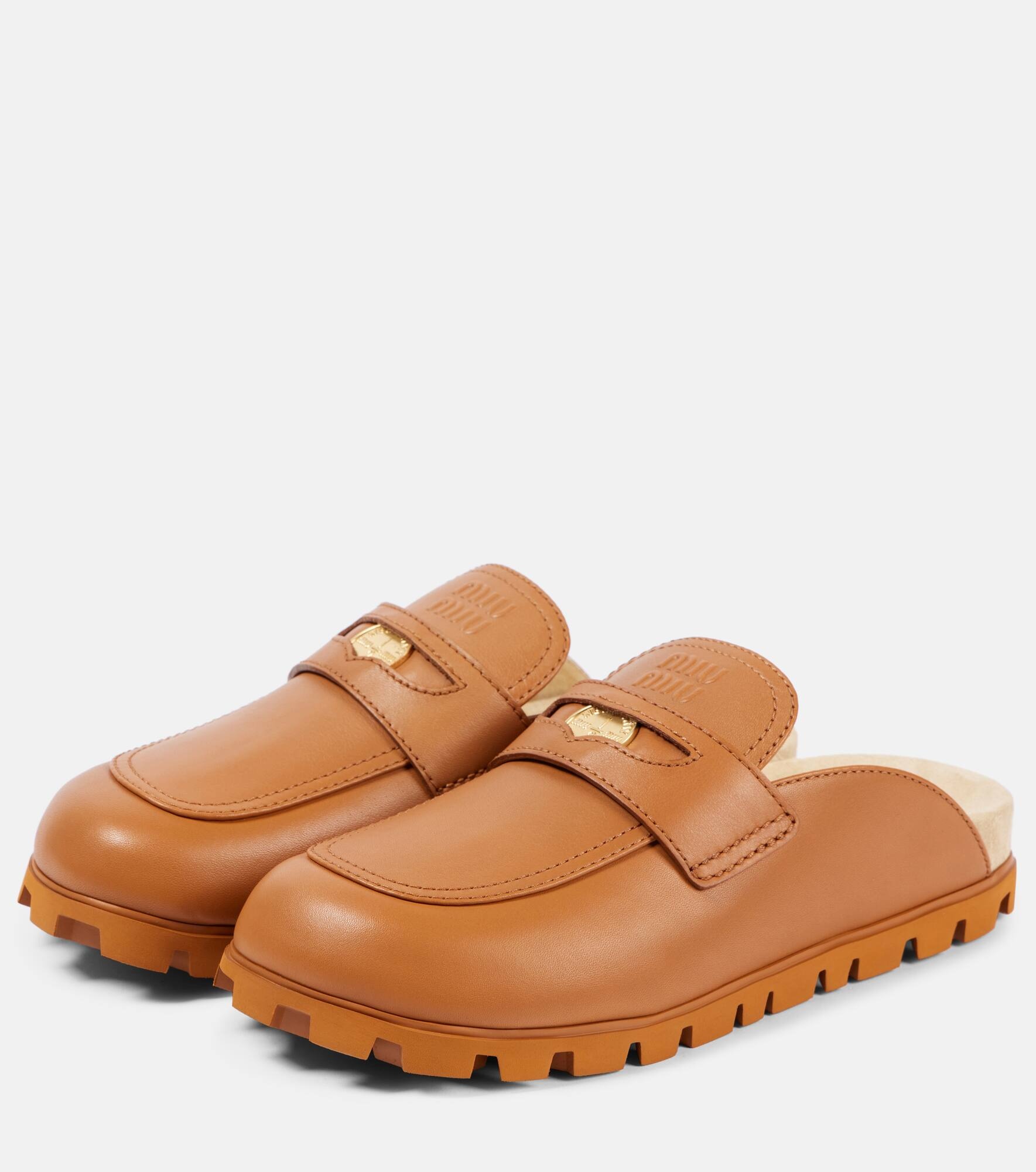 Logo leather mules - 4