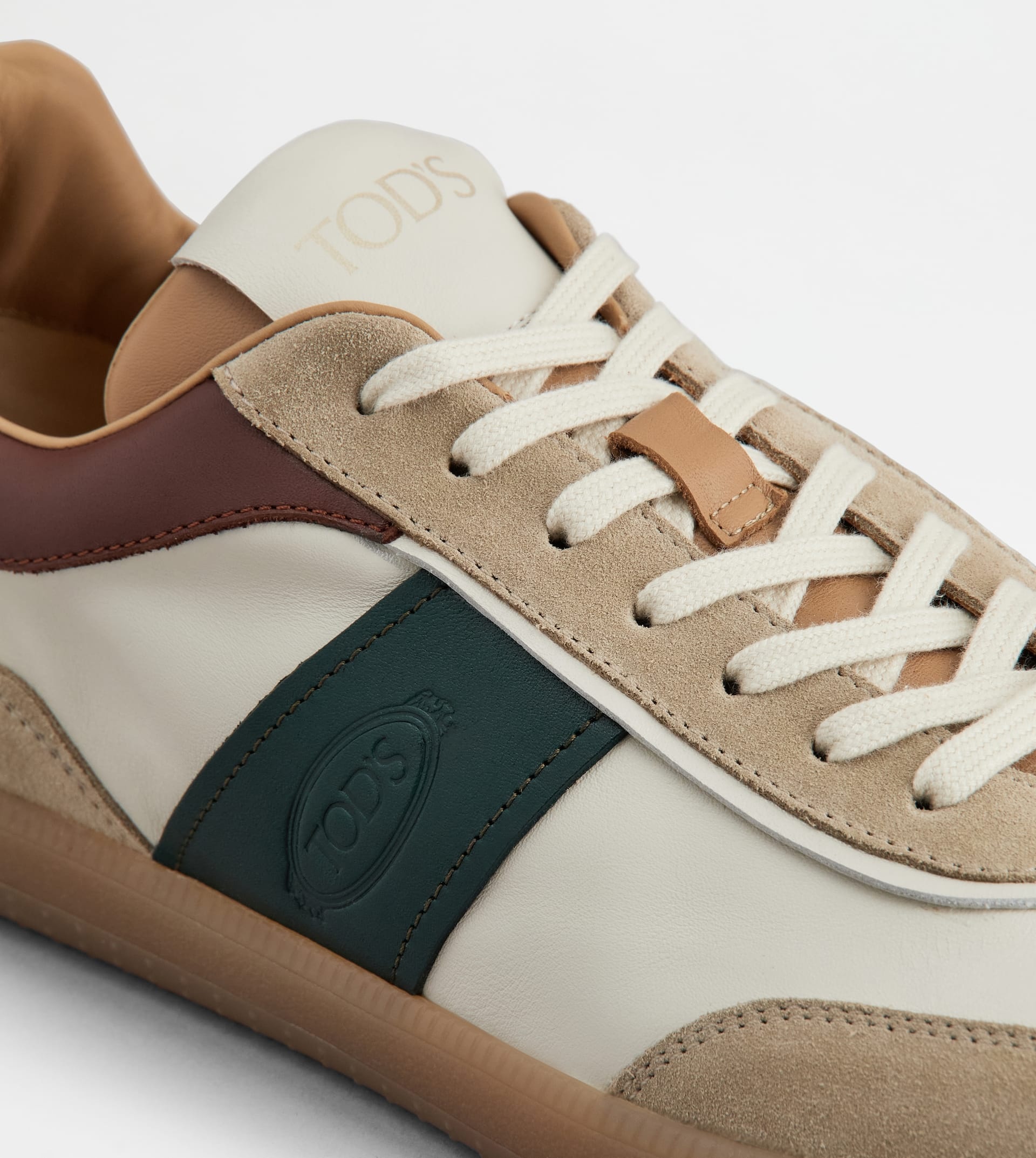 TOD'S TABS SNEAKERS IN SUEDE - OFF WHITE, BROWN, GREEN - 6