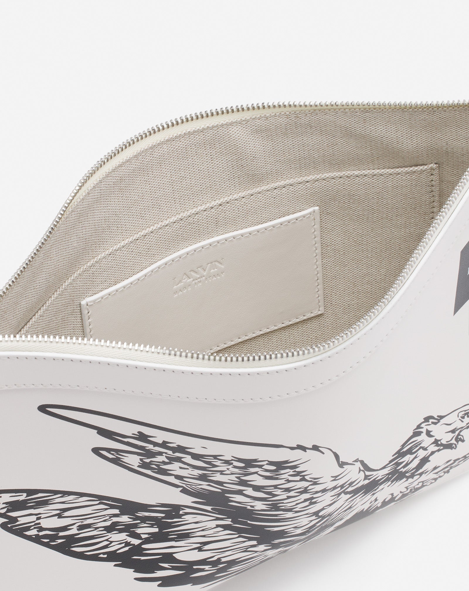 LANVIN X FUTURE LEATHER CLUTCH WITH EAGLE PRINT - 4