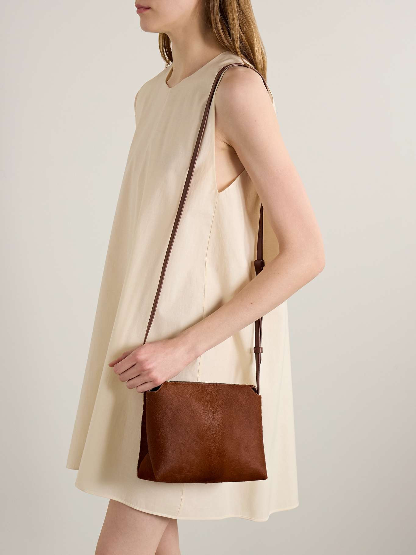 Lina medium calf hair shoulder bag Brown - 2