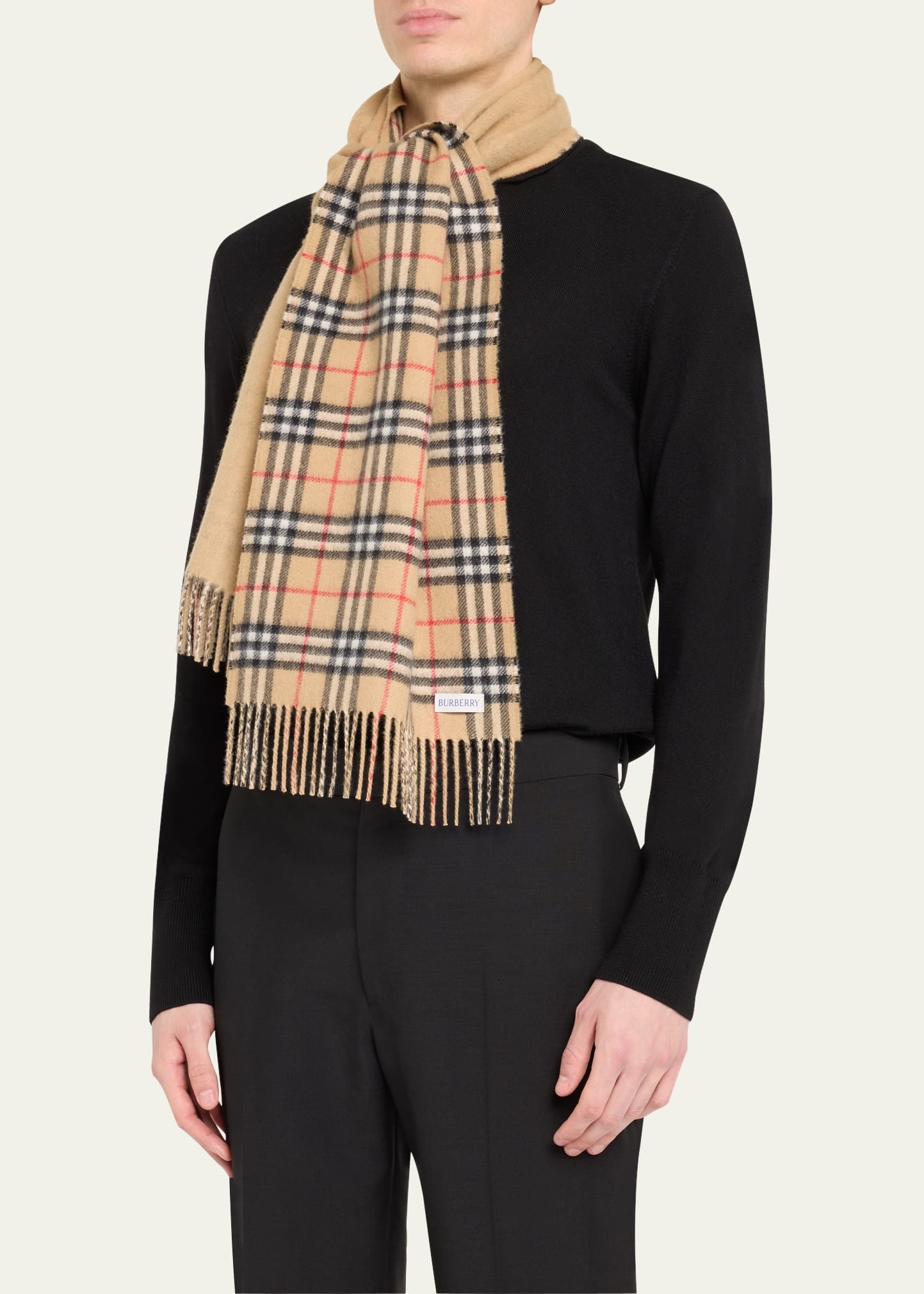 Men's Cashmere Vintage Check Rectangle Scarf - 3