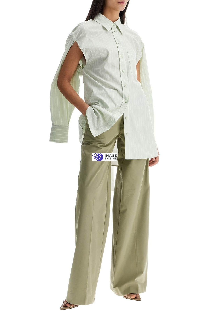 CHRISTOPHER ESBER WIDE LEG GREEN LINSEED COTTON TROUSERS outlook