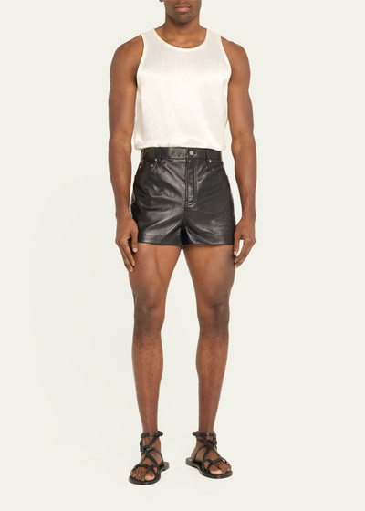 SAINT LAURENT Men's Grained Leather 5-Pocket Short Shorts outlook