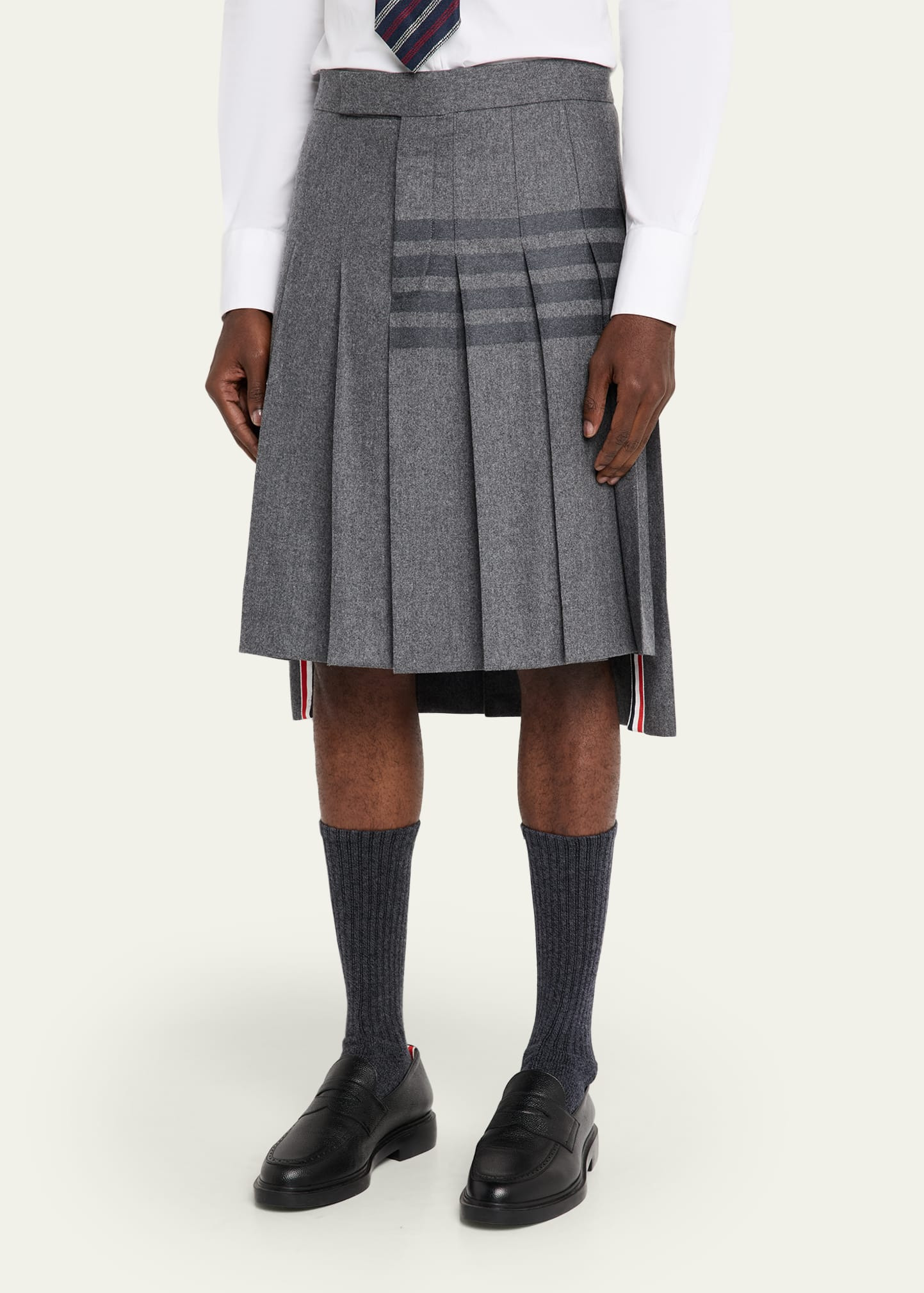 Men's Flannel 4-Bar Midi Pleated Skirt - 4