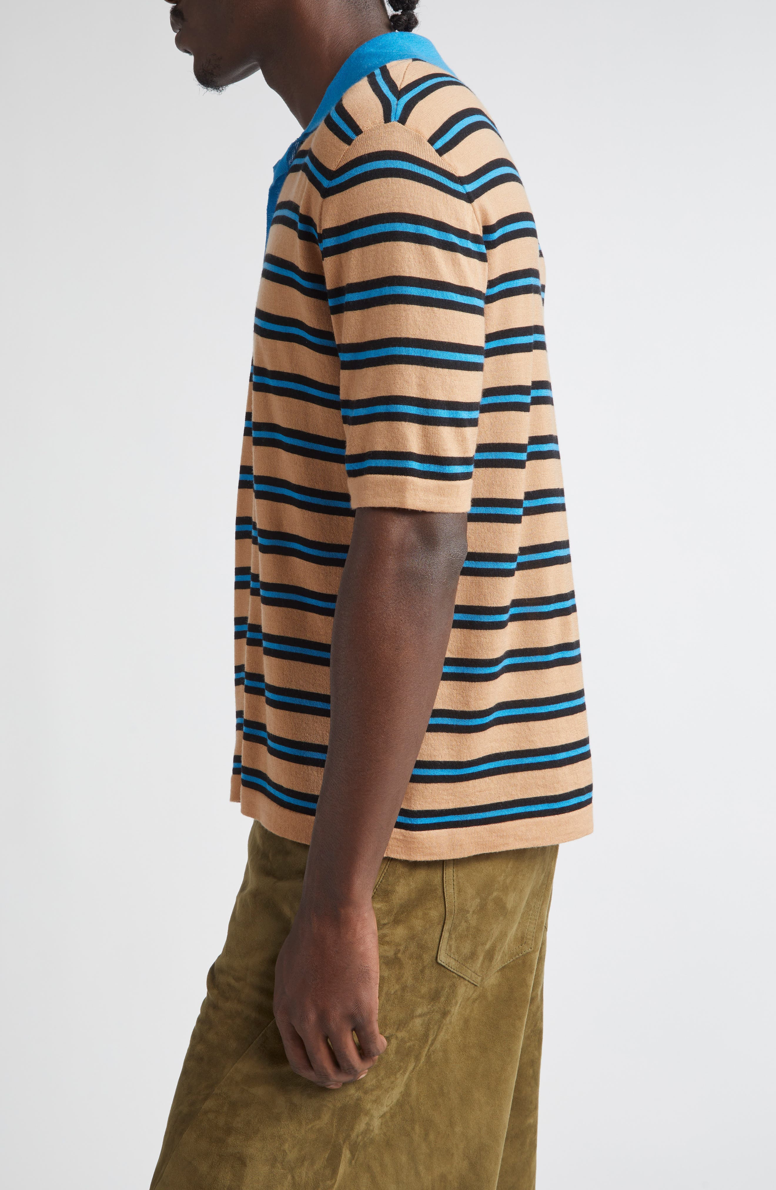 Marni Stripe Virgin Wool Polo in Caramel at Nordstrom - 4