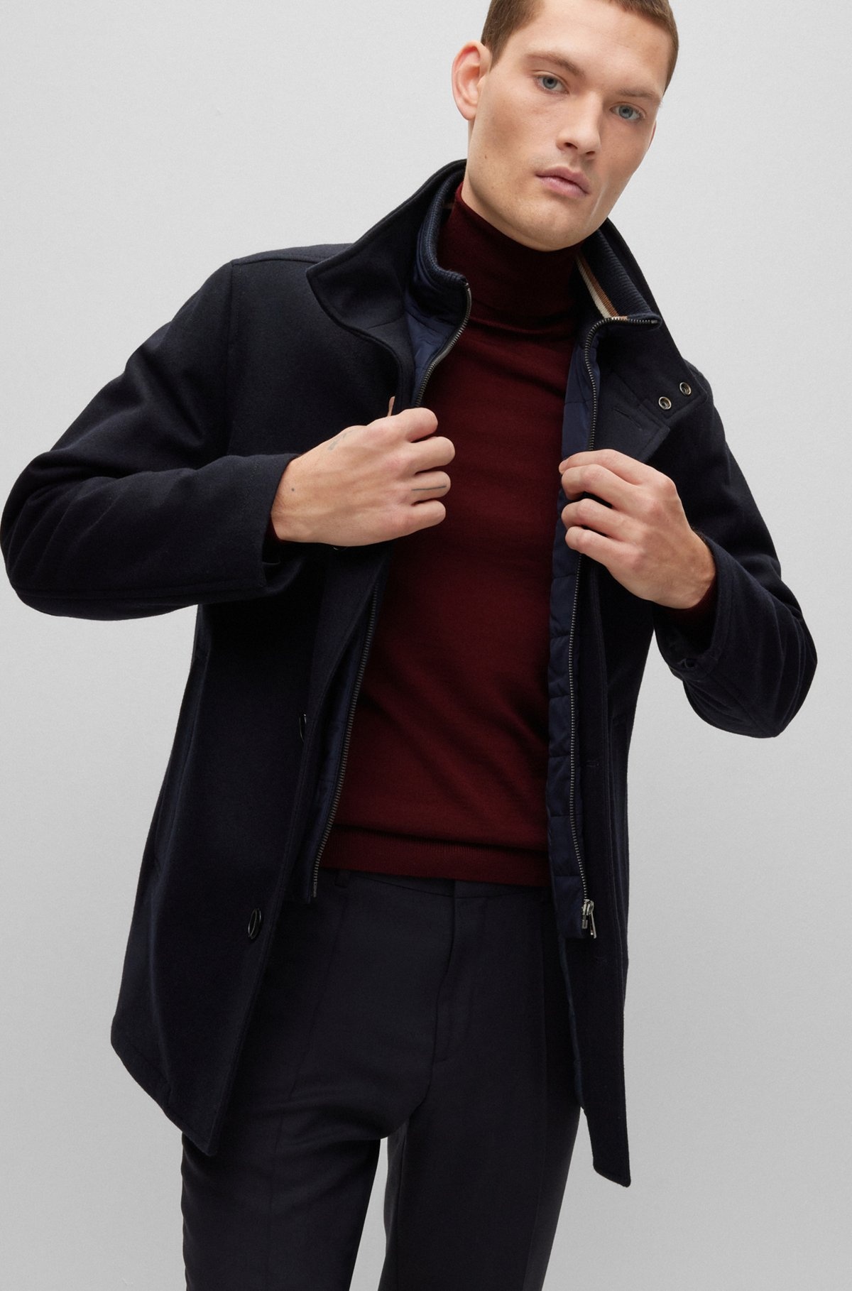 REGULAR-FIT COAT IN A MELANGE WOOL BLEND - 6
