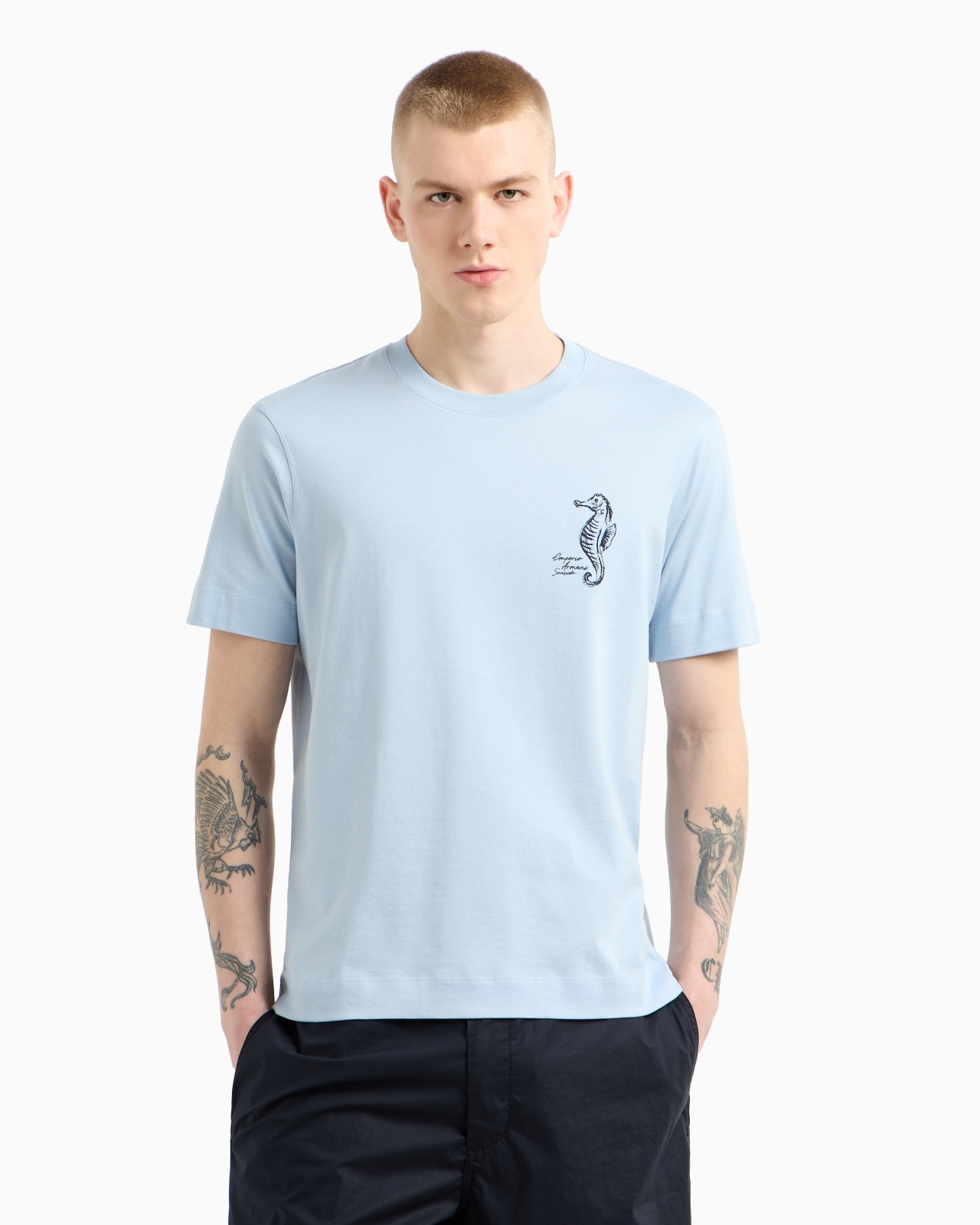 ASV MILLERAIES JERSEY T-SHIRT WITH SEASIDE SEA-HORSE EMBROIDERY - 4