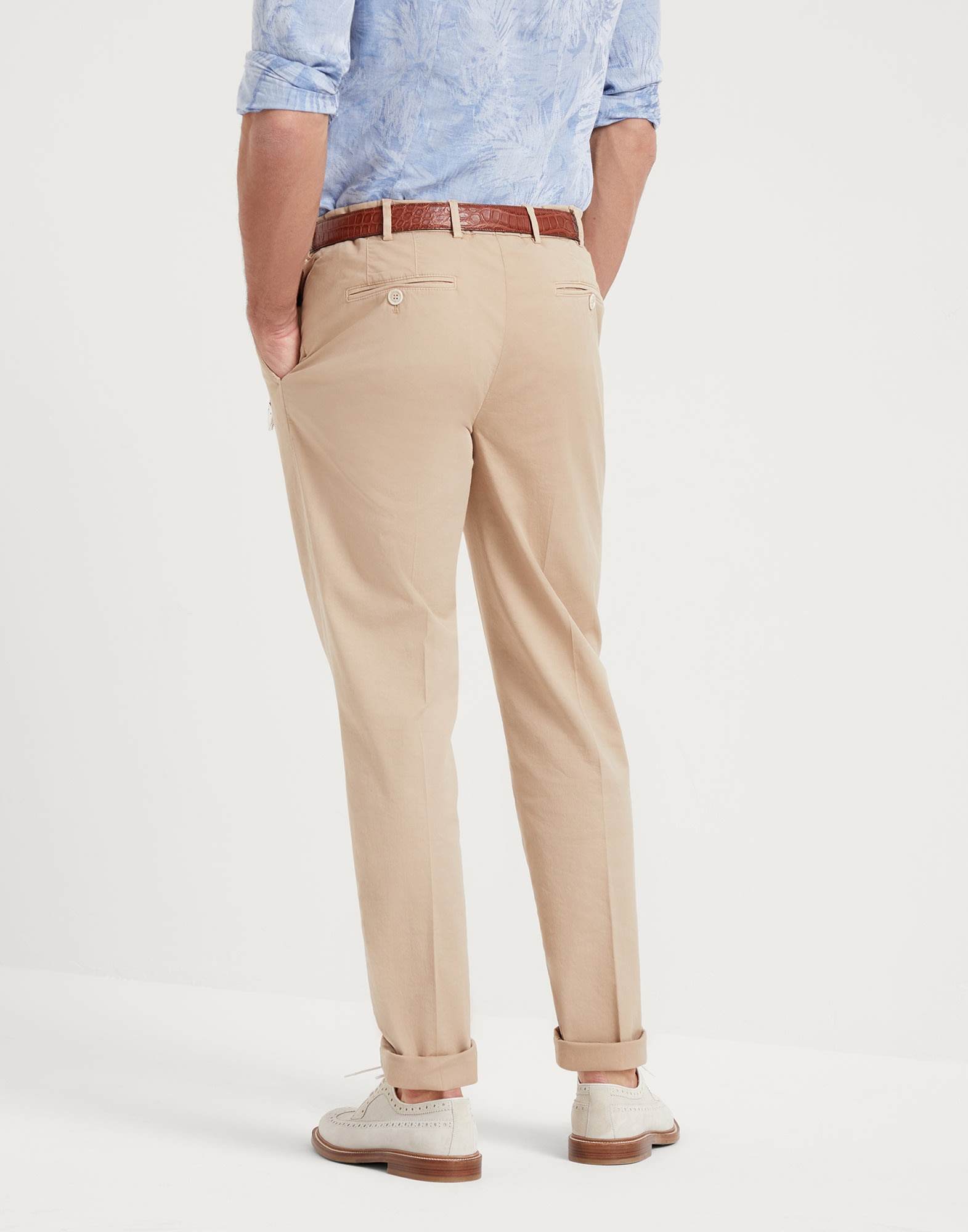 Garment-dyed Italian fit trousers in American Pima comfort cotton gabardine - 2