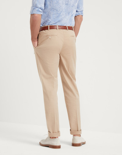 Brunello Cucinelli Garment-dyed Italian fit trousers in American Pima comfort cotton gabardine outlook