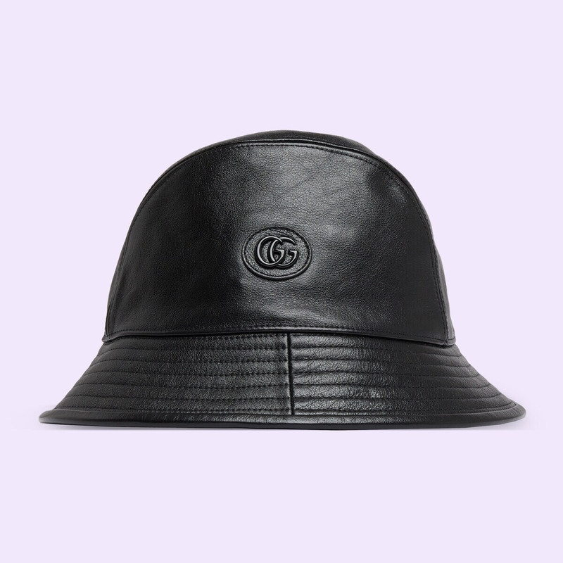 GUCCI Leather bucket hat with Double G outlook