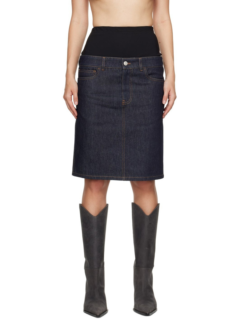 Blue Hybrid Denim Midi Skirt 1
