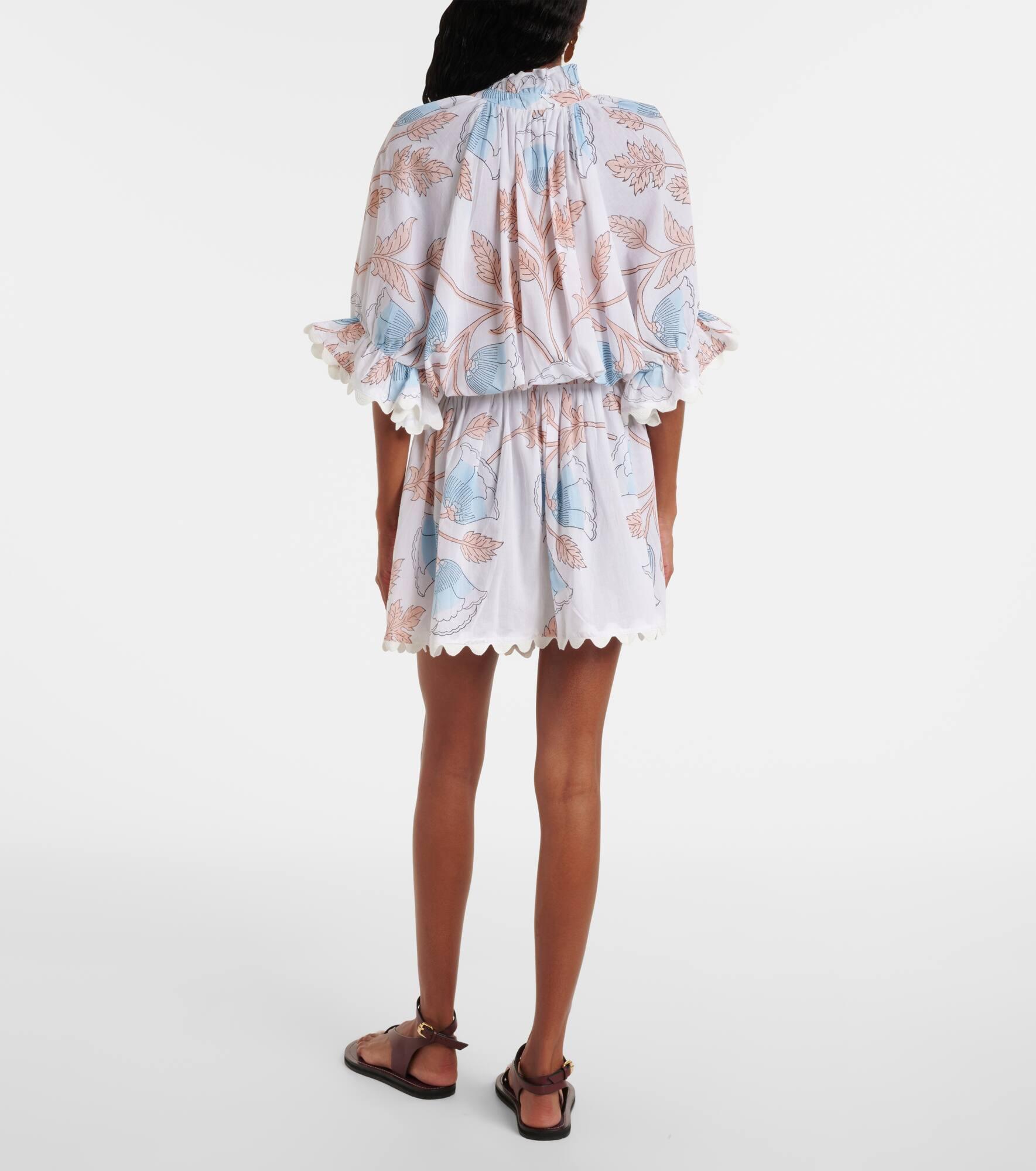 Printed scalloped cotton shirt dress - 3
