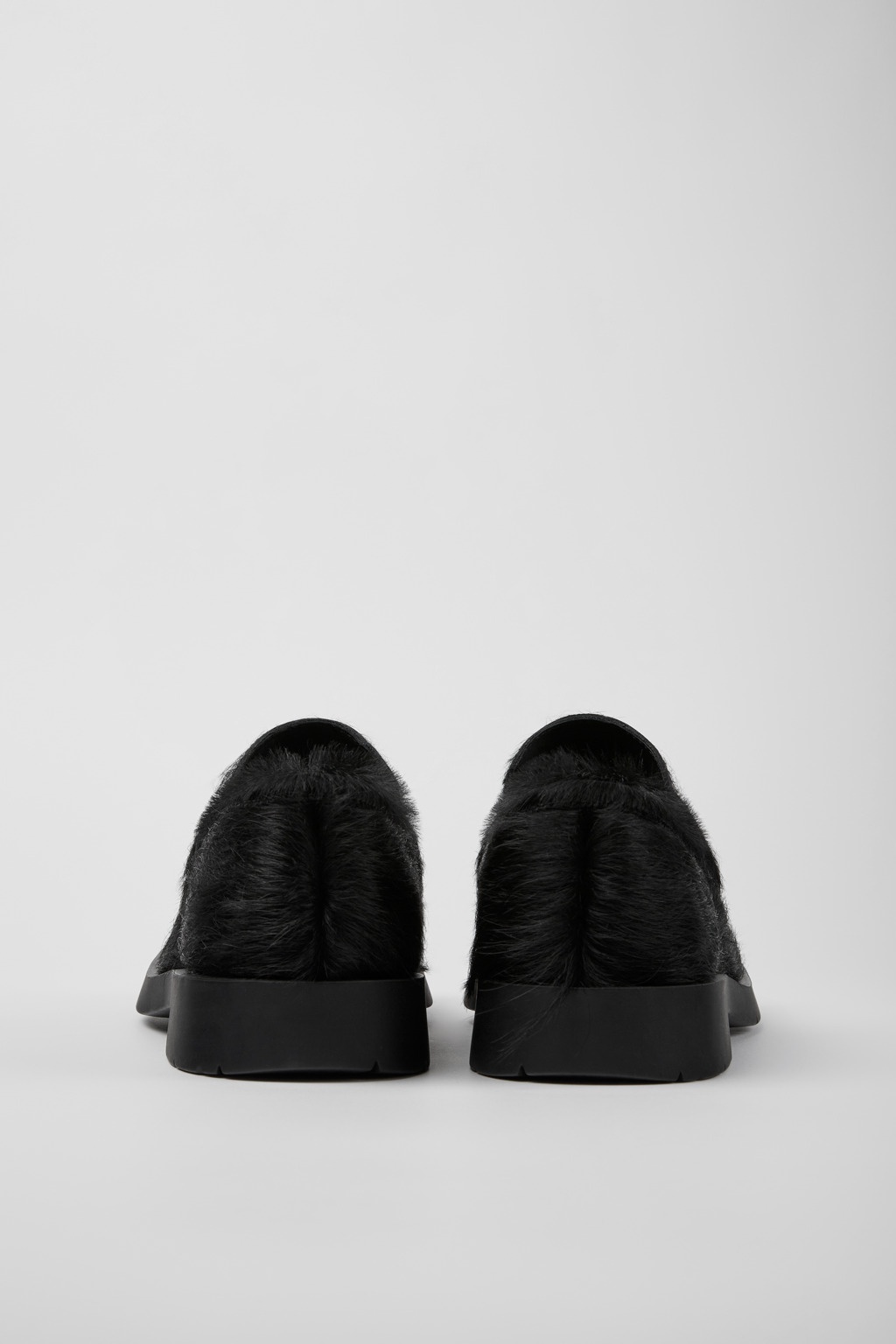 Black long calf hair leather loafers - 3