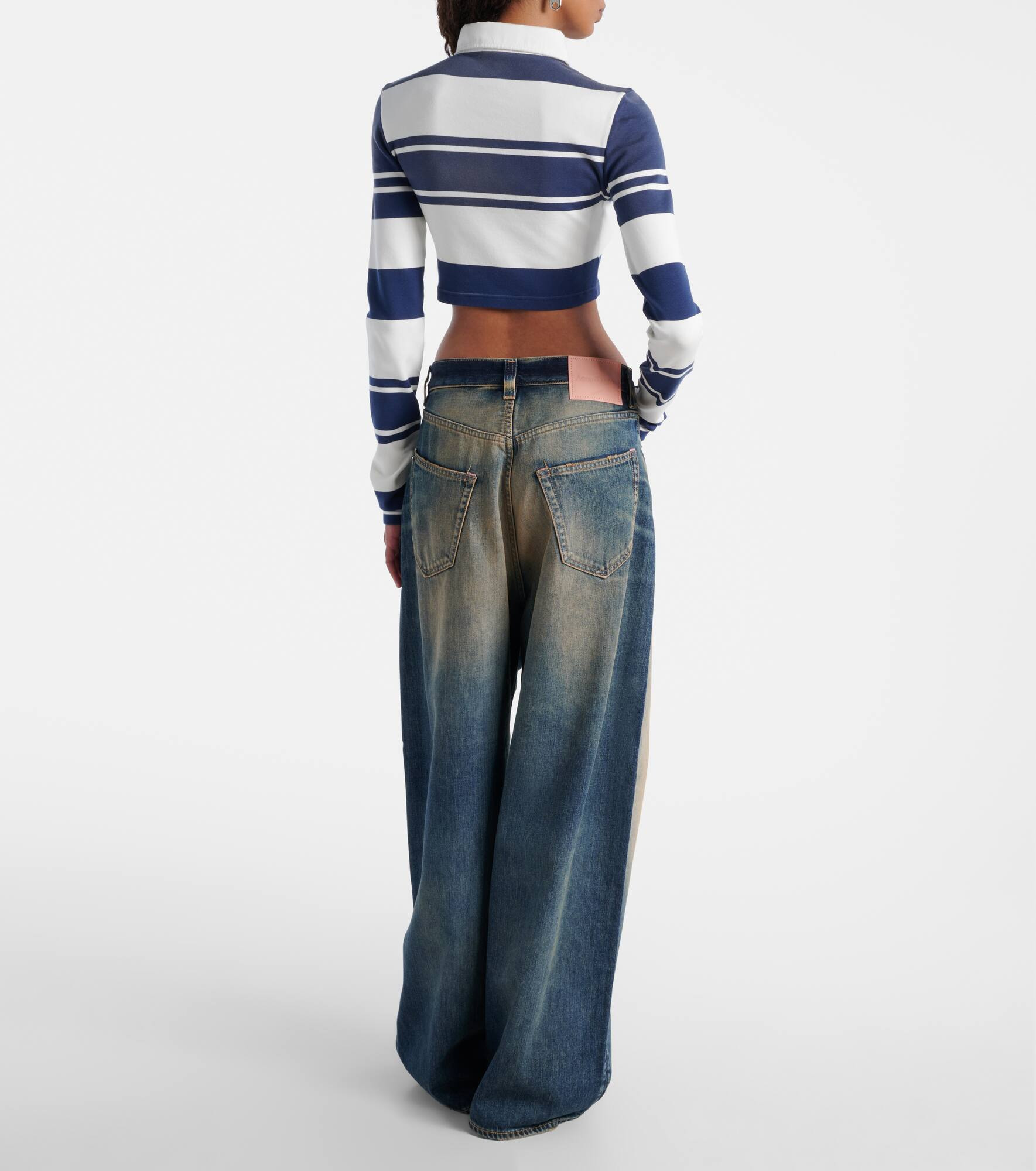 Striped cropped cotton polo shirt - 3