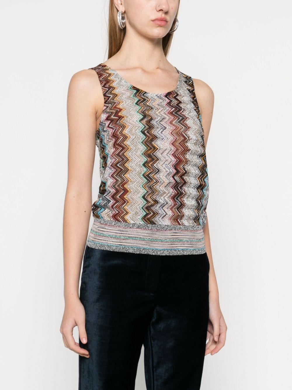 zigzag-motif lamé top - 3
