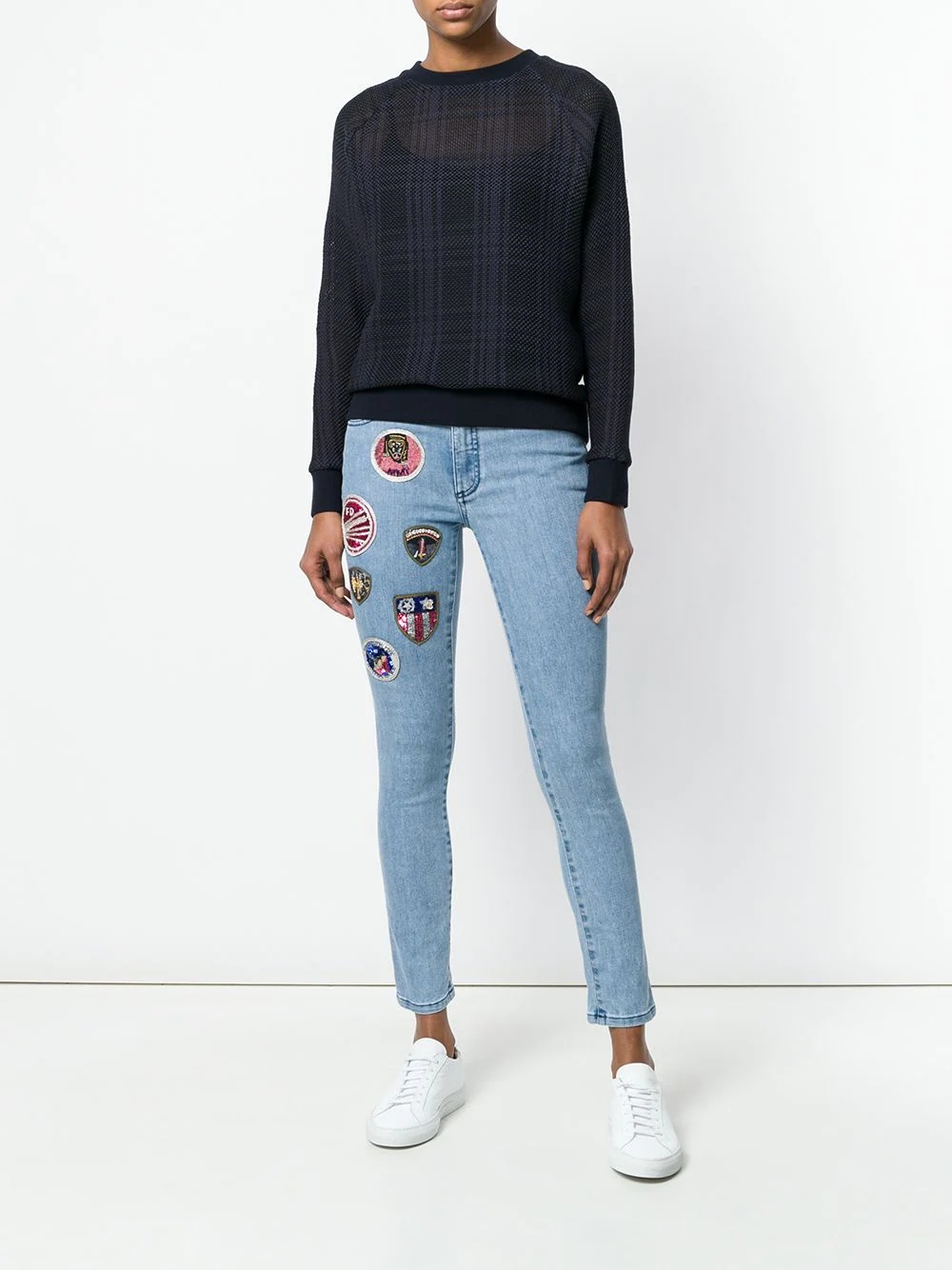 patched cropped skinny jeans - 2