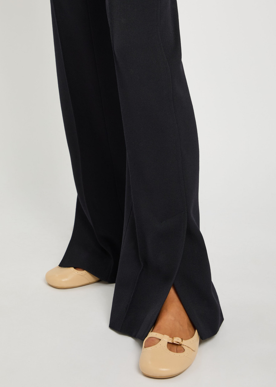Chloe Pintuck Flared-leg Wool Trousers - 5