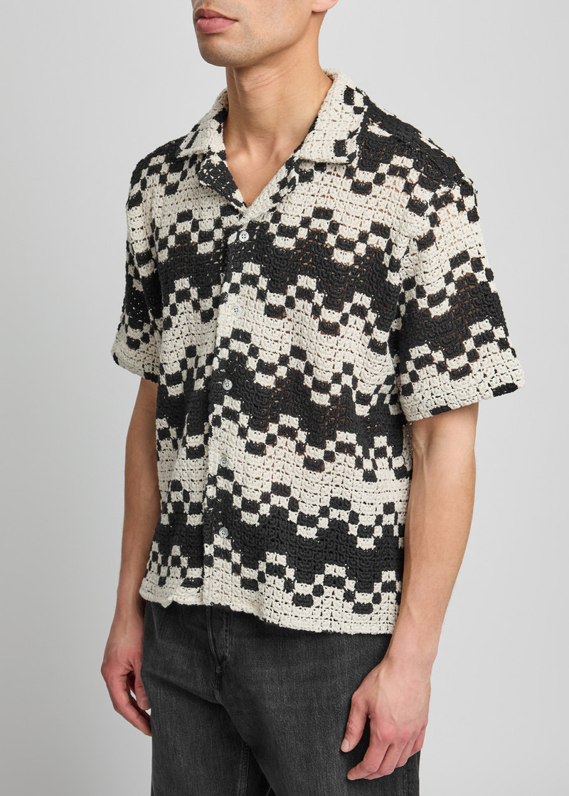 PERCIVAL Percival Naples Crotchet-knit Cotton-blend Shirt outlook