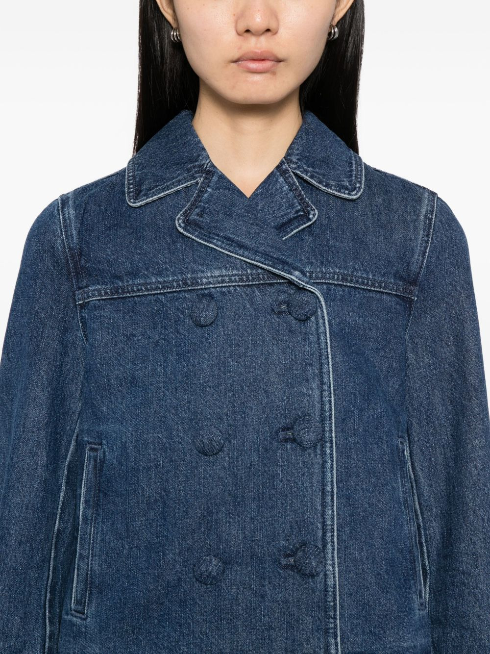 double-breasted denim jacket - 5