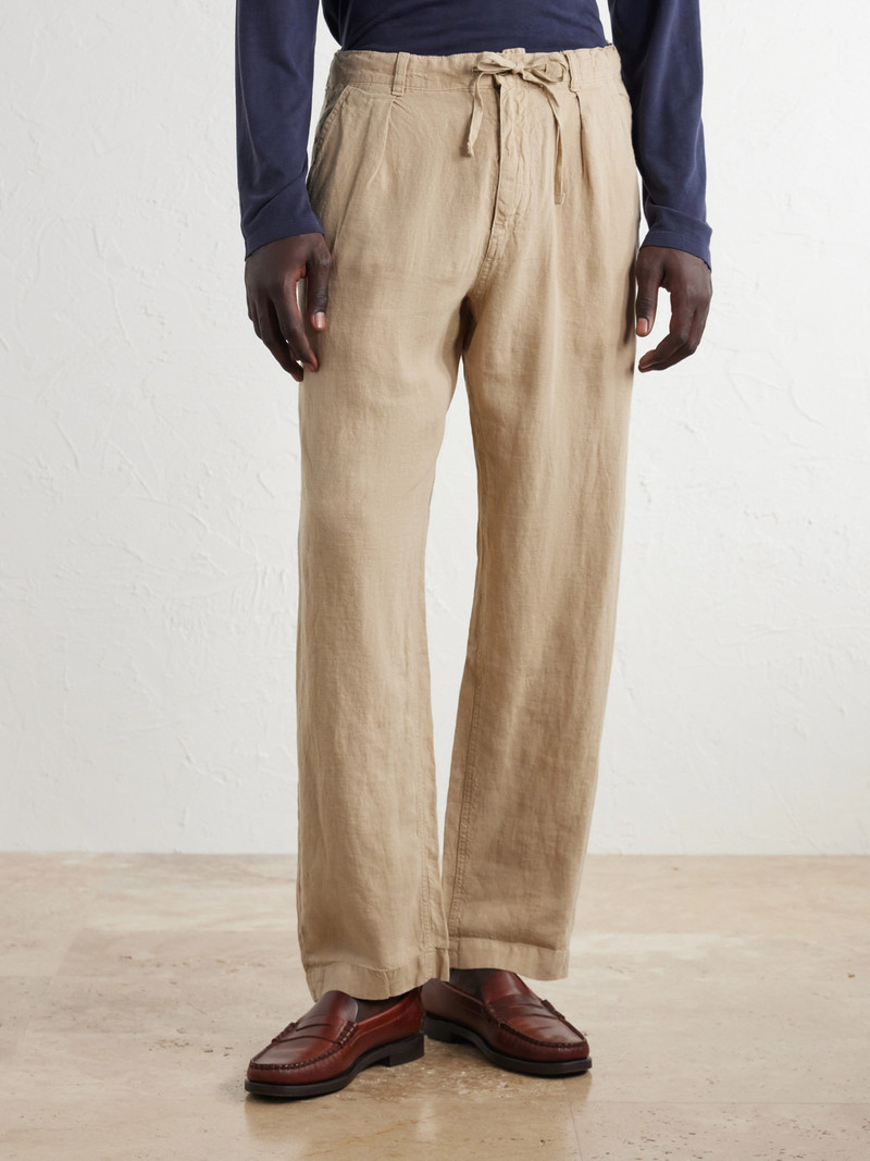 Straight-Leg Pleated Linen Trousers 3