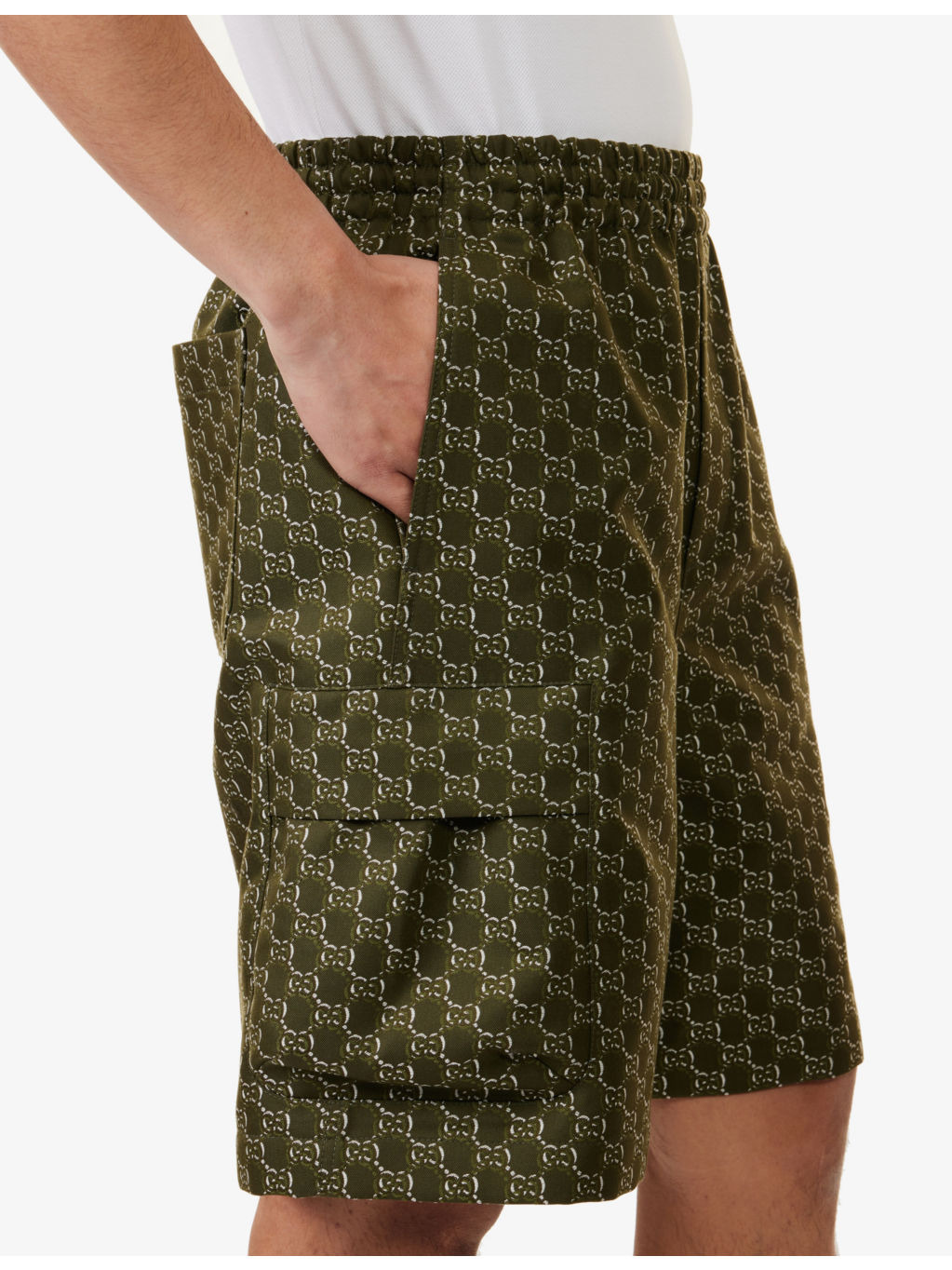 Regular-fit monogram-pattern cotton-jacquard shorts - 5