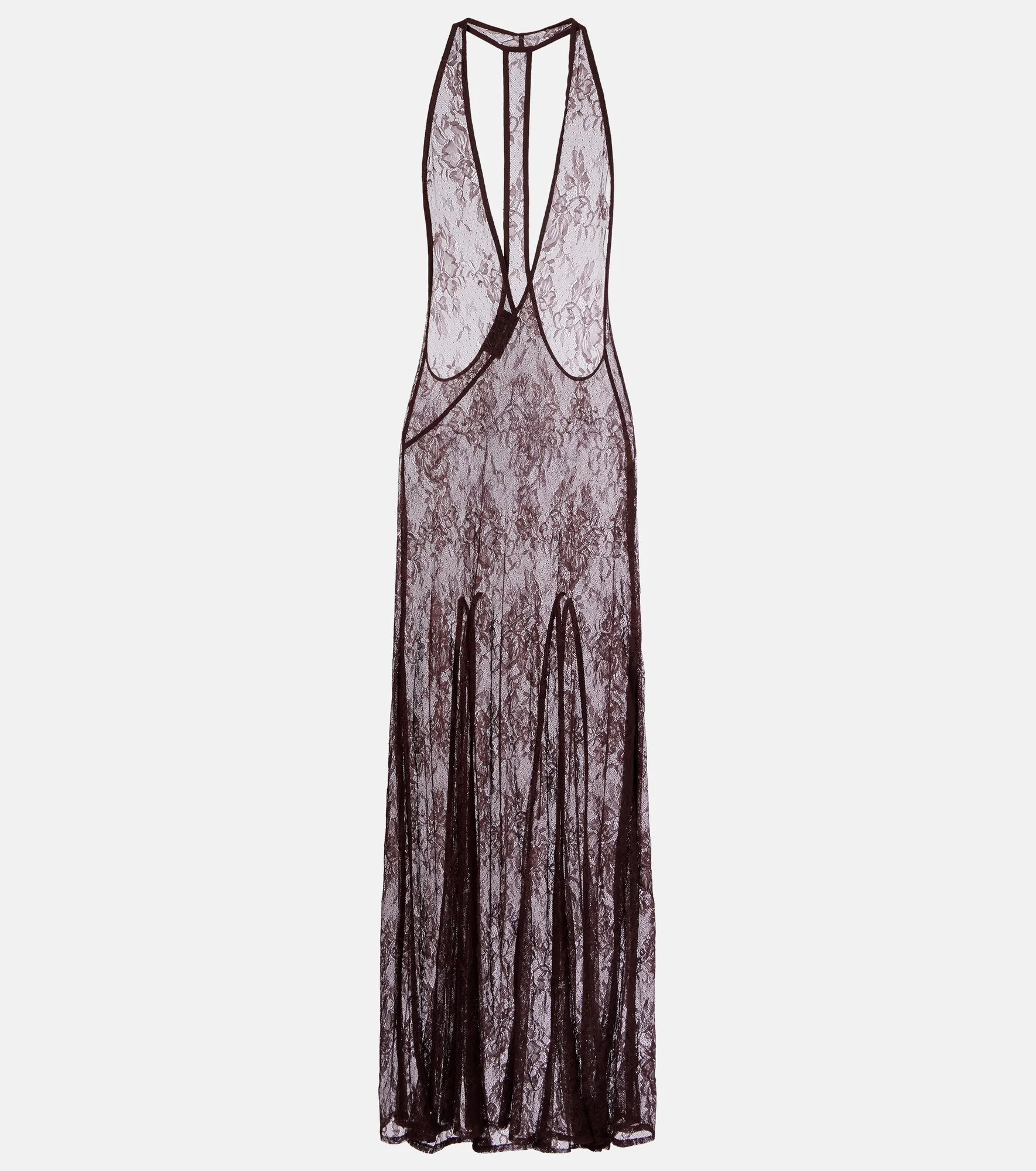 Sheer open-back lace maxi dress - 1