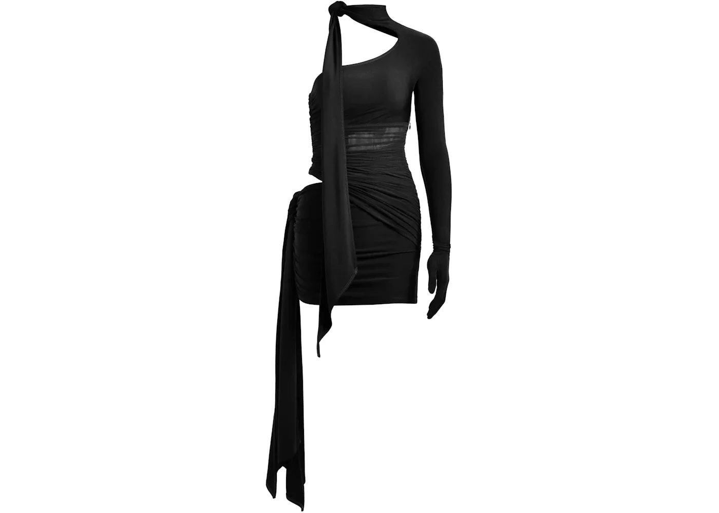 Mugler H&M Knot-Detail One-Shoulder Dress Black - 1