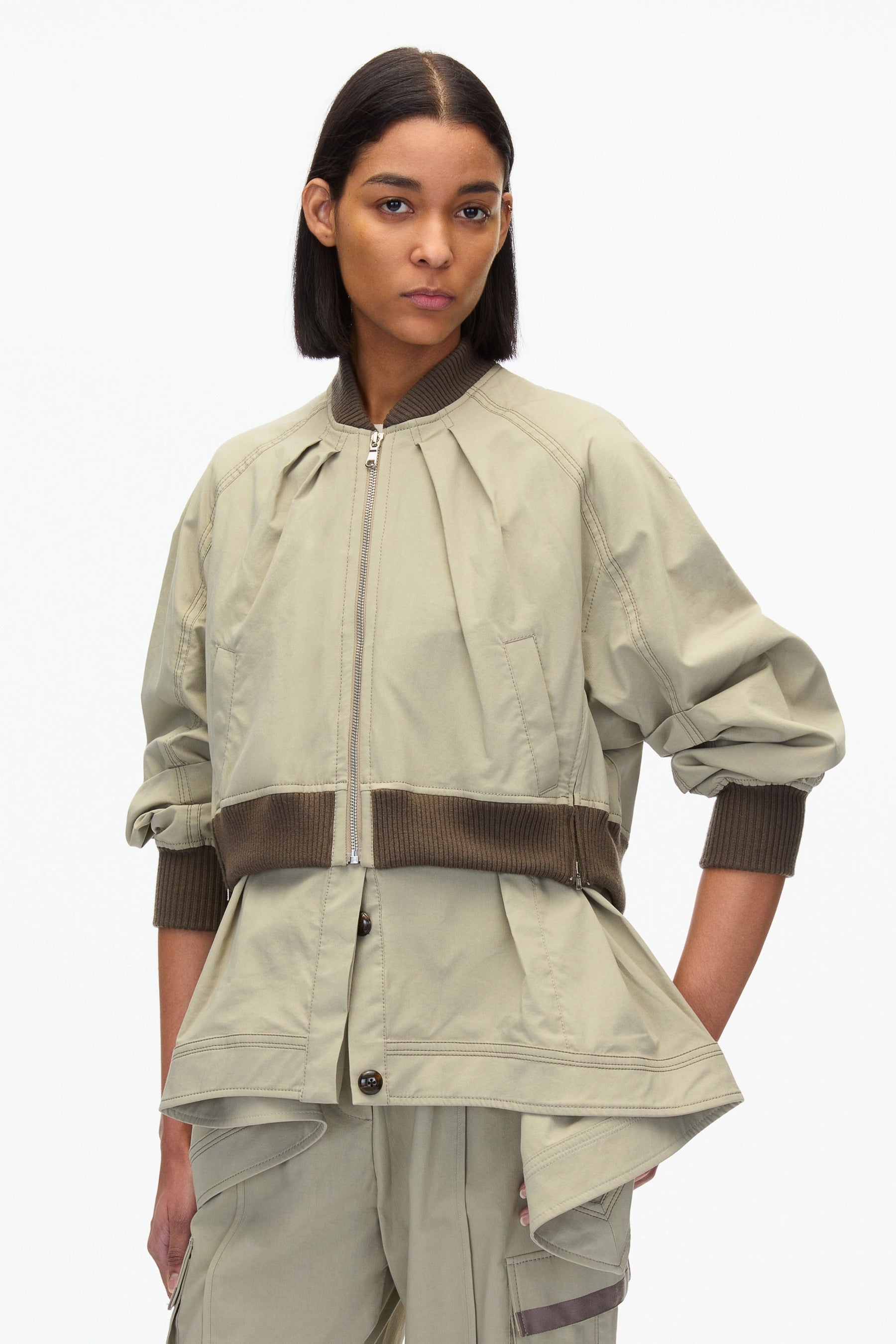 Layered Flounce Bomber Jacket - 6