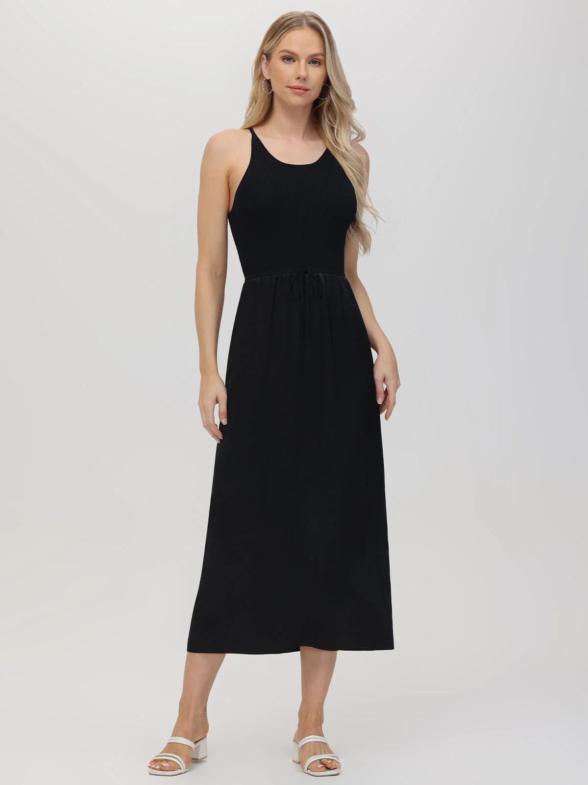 Deanna: Mixed Media Midi Dress - 1